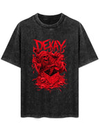 Vintage Washed DEKAY Red Skeleton Graphic T-Shirt
