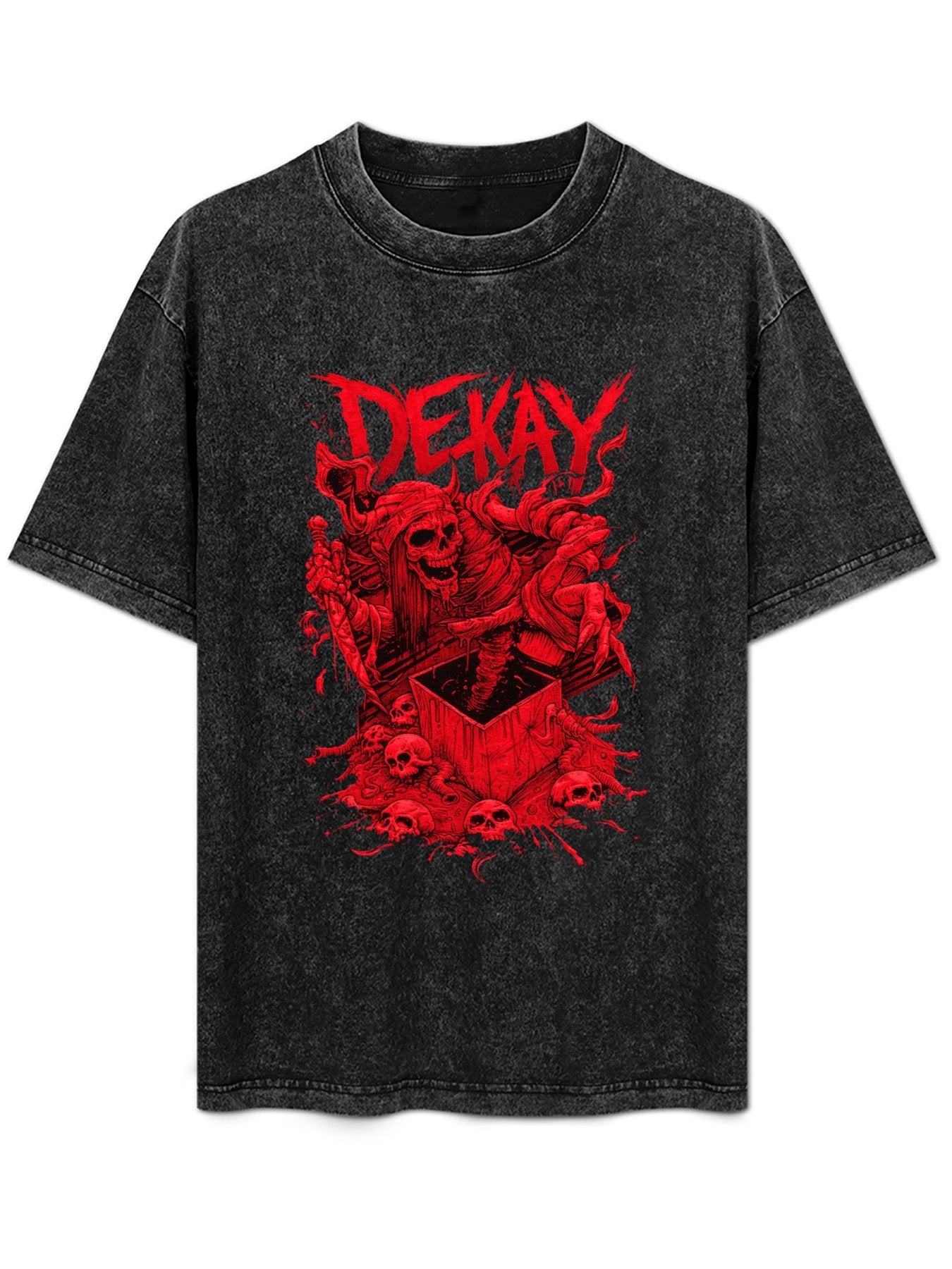 Vintage Washed DEKAY Red Skeleton Graphic T-Shirt