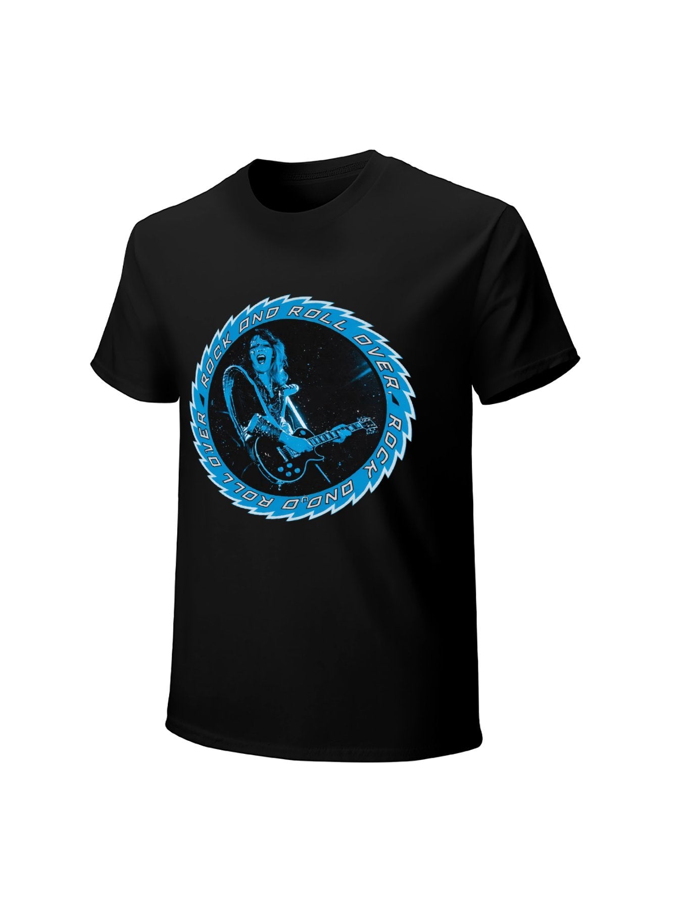 KISS Rock and Roll Over Blue Guitarist Graphic T-Shirt