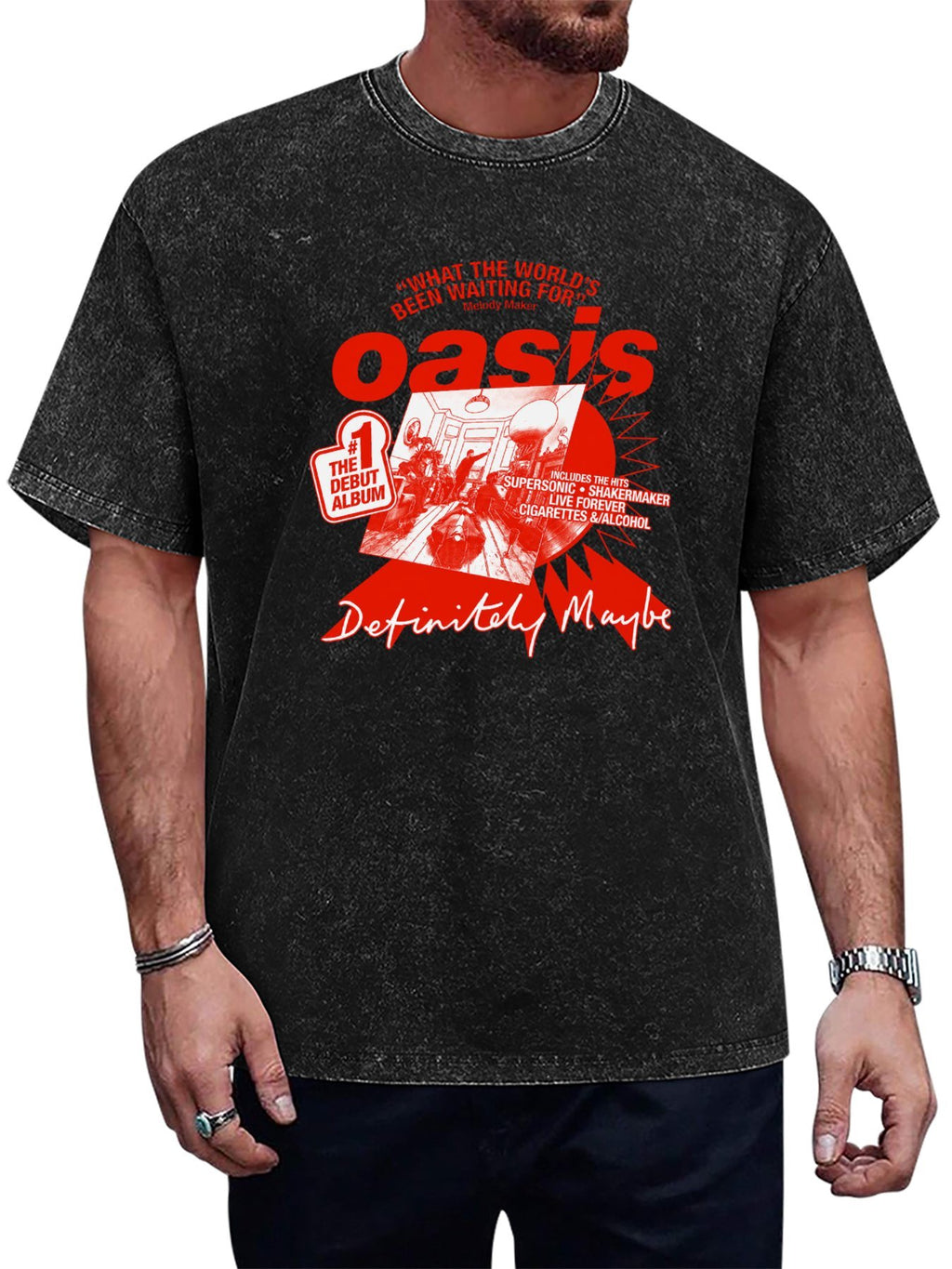 Oasis Definitely Maybe Debut Album Collage Graphic T-Shirt