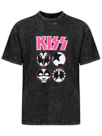 KISS Pink Logo Face Icons Graphic T-Shirt