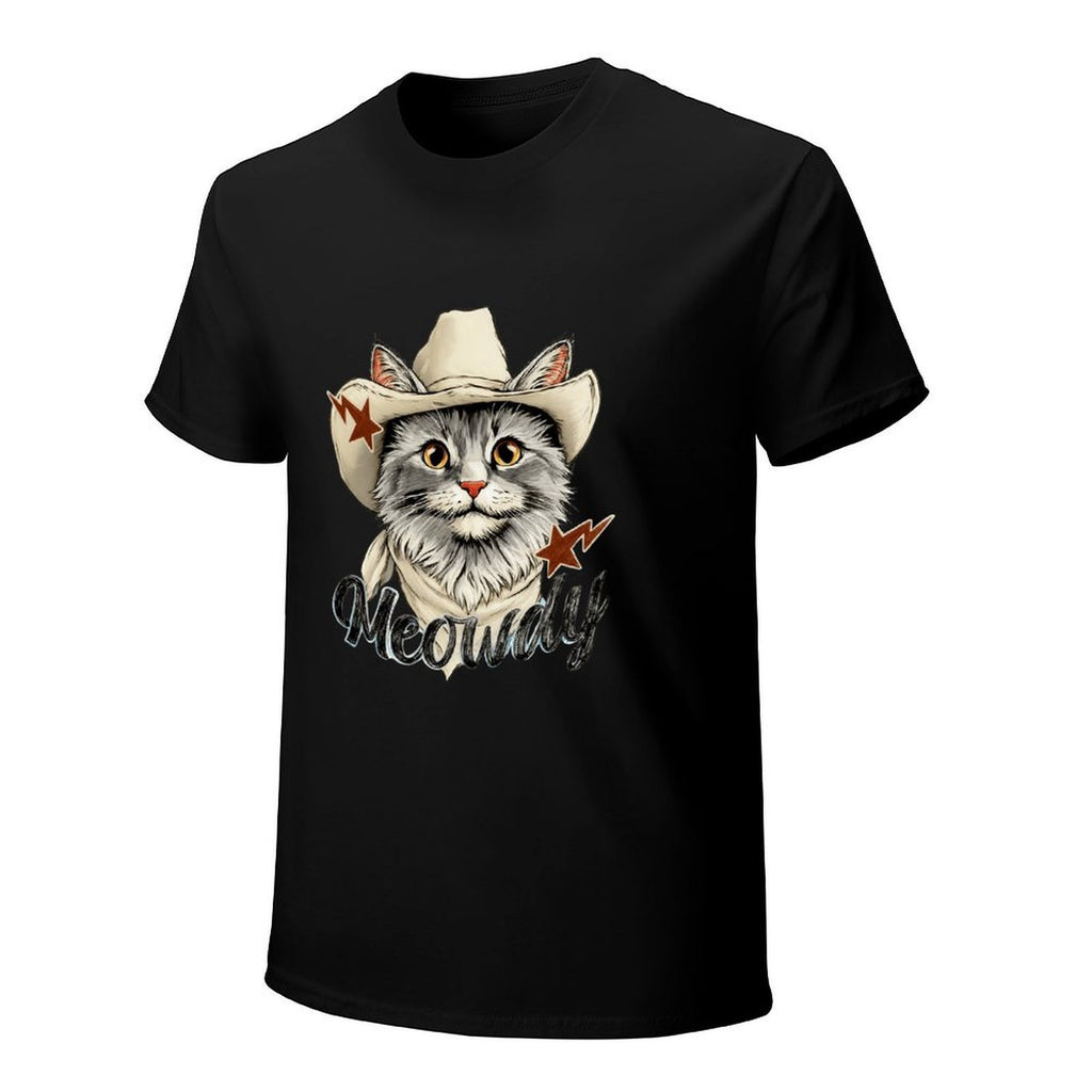 Meowdy Cowboy Cat Graphic Black T-Shirt