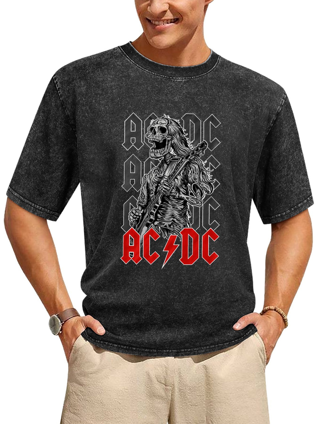 AC/DC Skeleton Guitarist Graphic T-Shirt