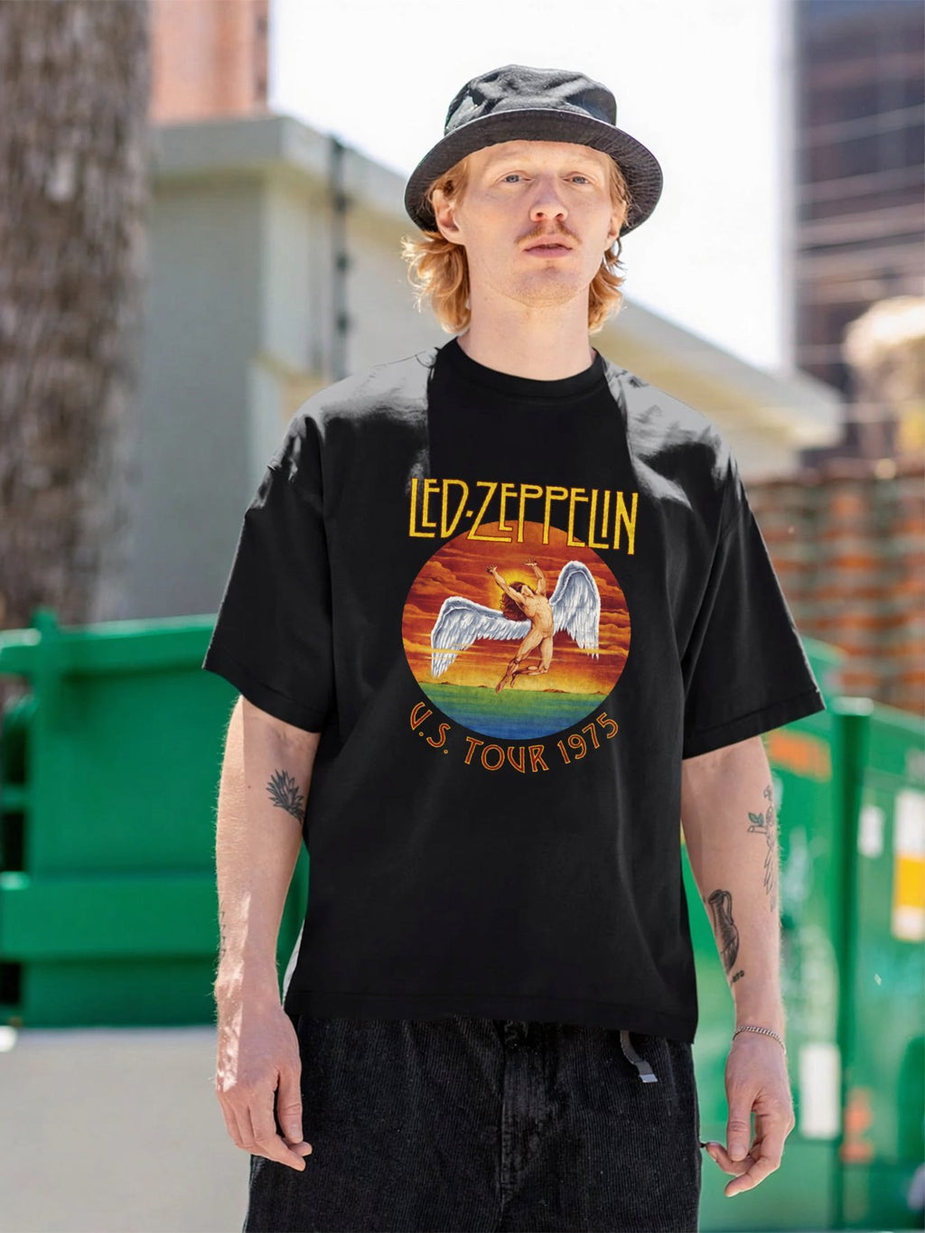 Led Zeppelin U.S. Tour 1975 Winged Figure Graphic T-Shirt