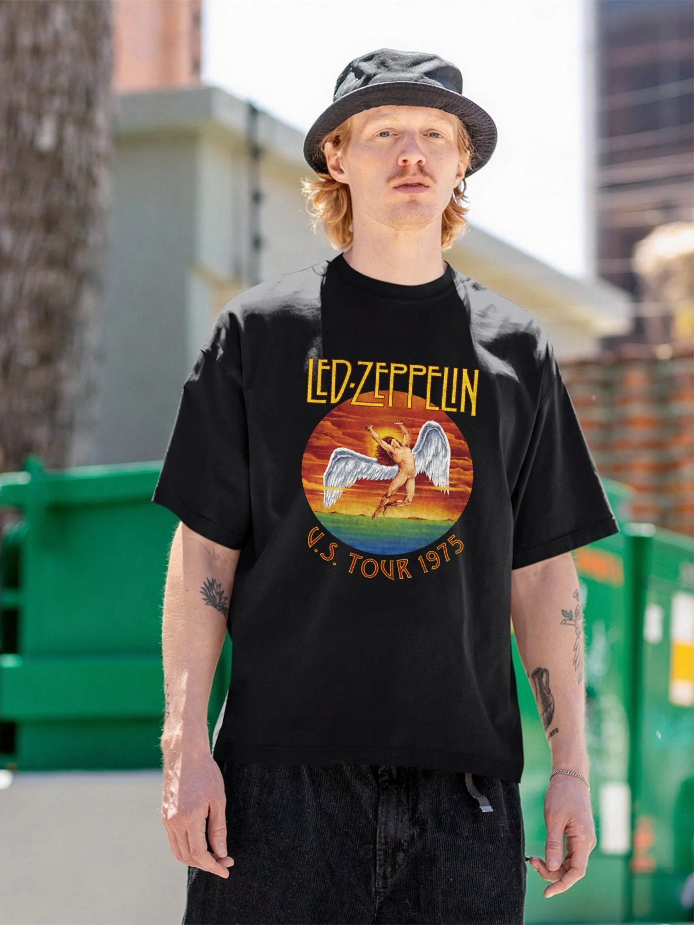 Led Zeppelin U.S. Tour 1975 Winged Figure Graphic T-Shirt
