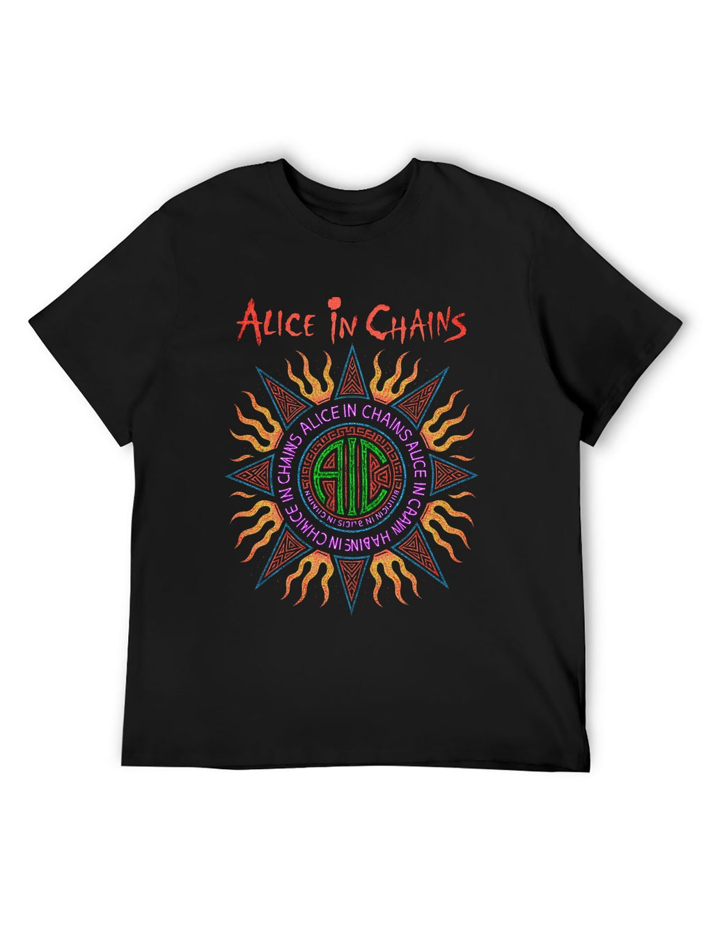 Alice In Chains Psychedelic Sun Graphic T-Shirt
