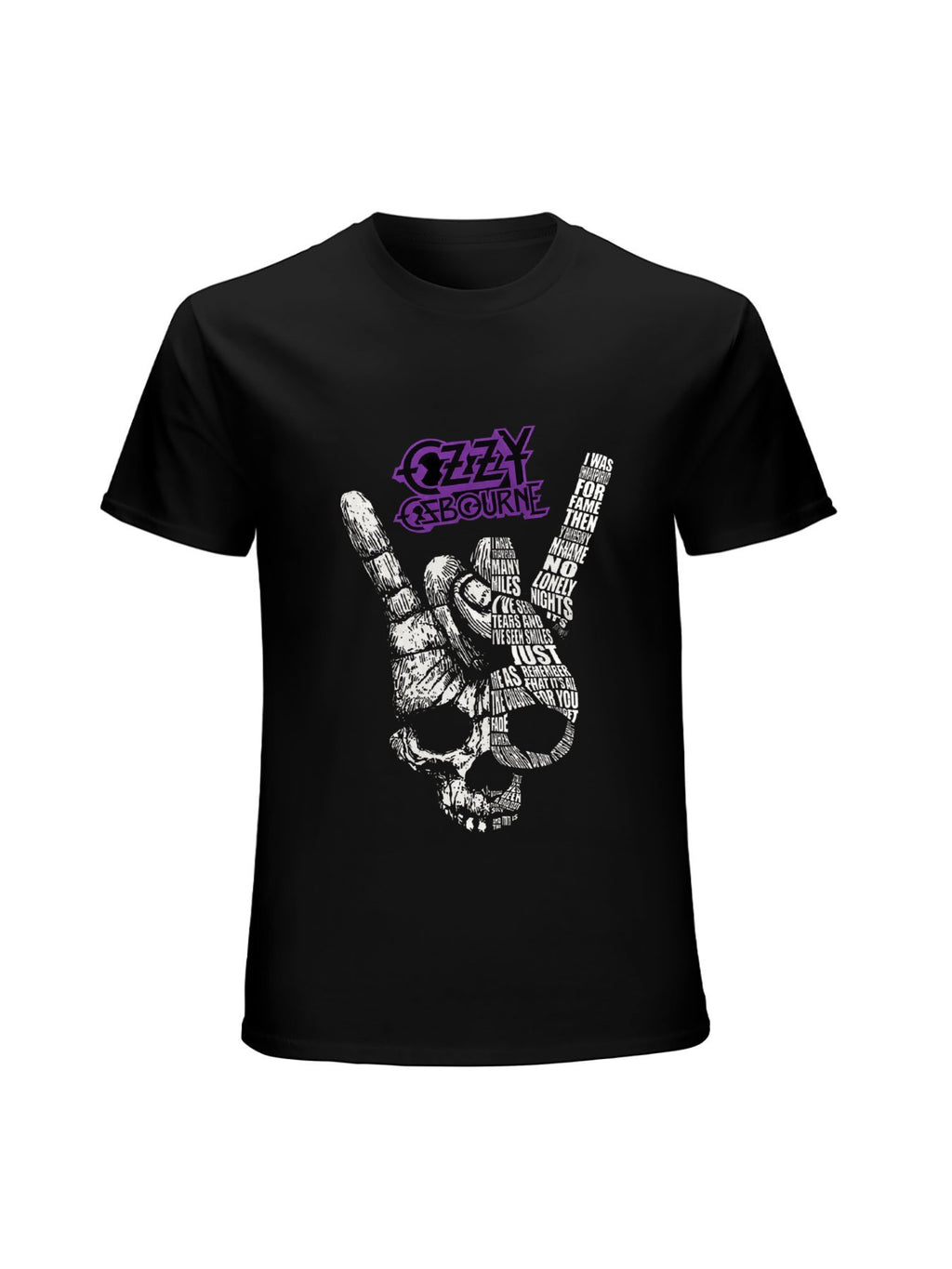 Ozzy Osbourne Rock Hand Typographic Gothic T-Shirt