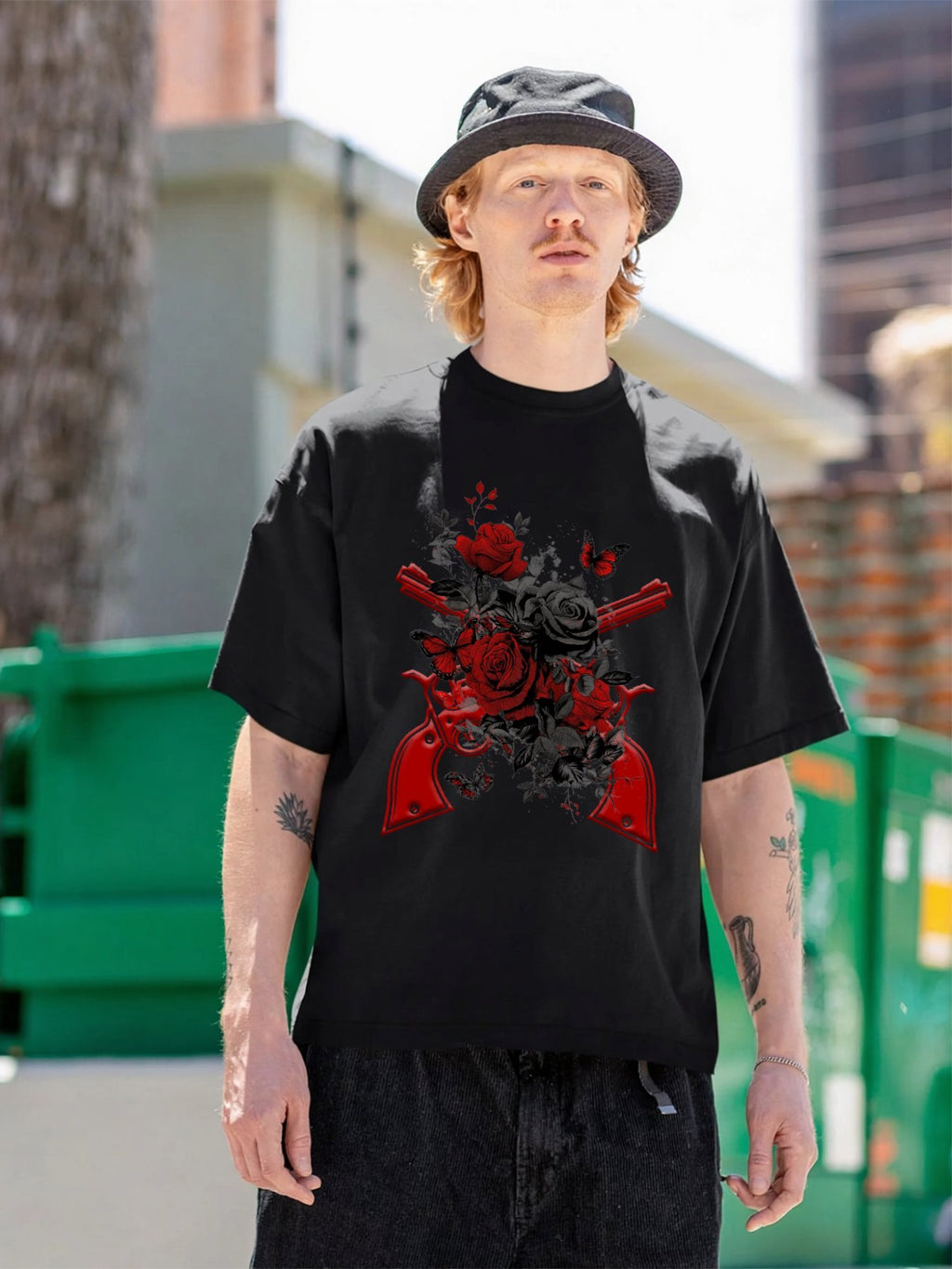 Guns N’ Roses Floral Revolver Graphic T-Shirt