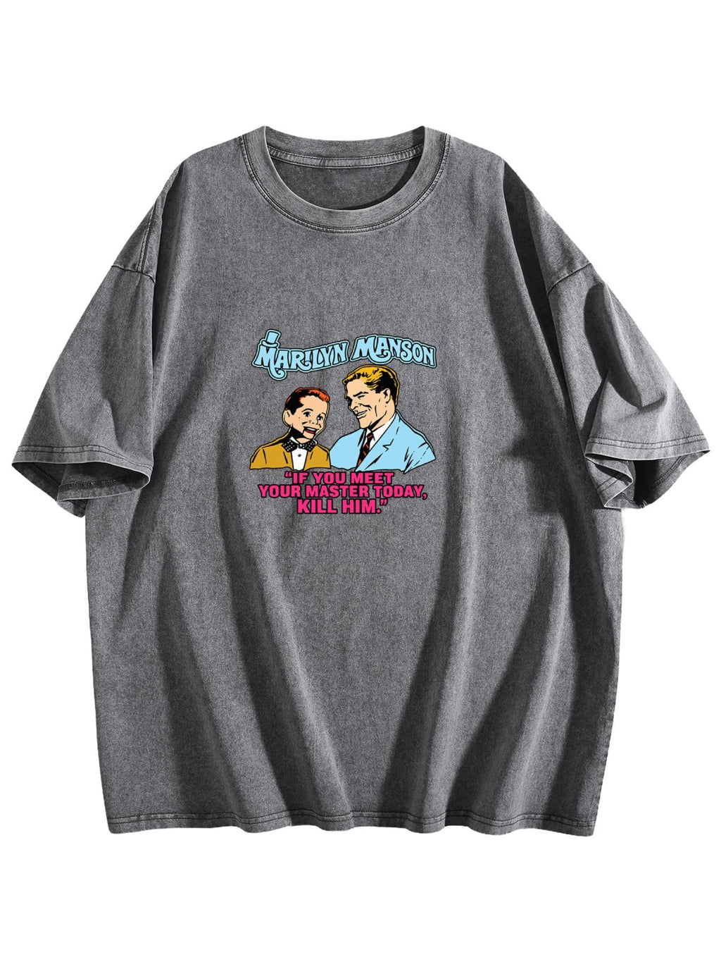 Marilyn Manson Retro Quote Graphic Washed T-Shirt