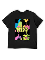 KISS Neon Face Collage Pop Art T-Shirt