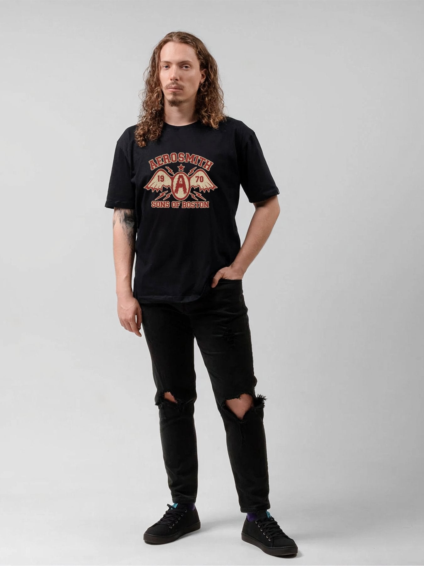 Aerosmith Winged Emblem Boston 1970 Vintage Graphic T-Shirt