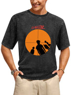 Vintage Washed Gorillaz Sunset Silhouette Graphic T-Shirt