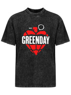 Vintage Washed Green Day Heart Grenade Graphic T-Shirt