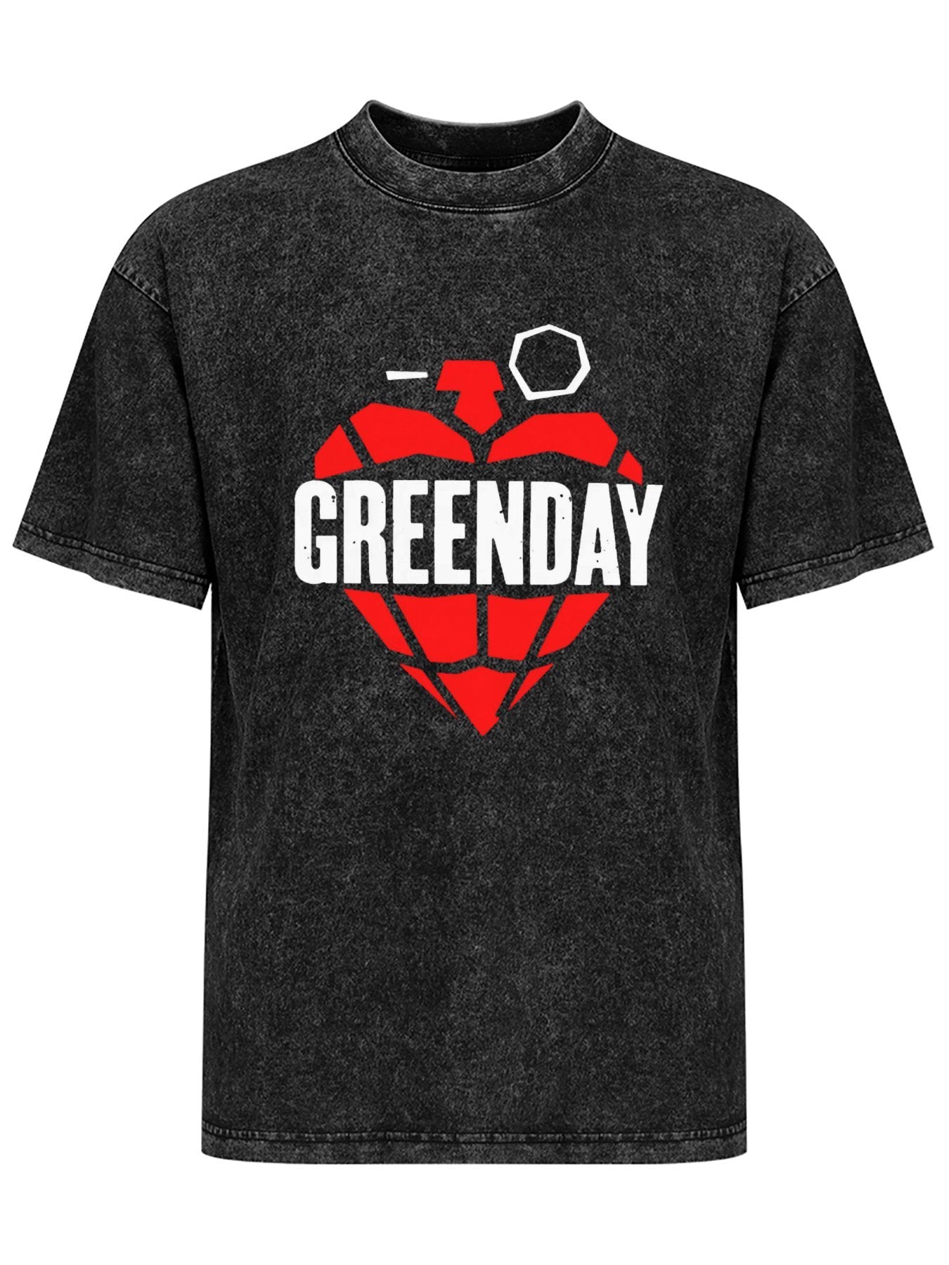 Vintage Washed Green Day Heart Grenade Graphic T-Shirt