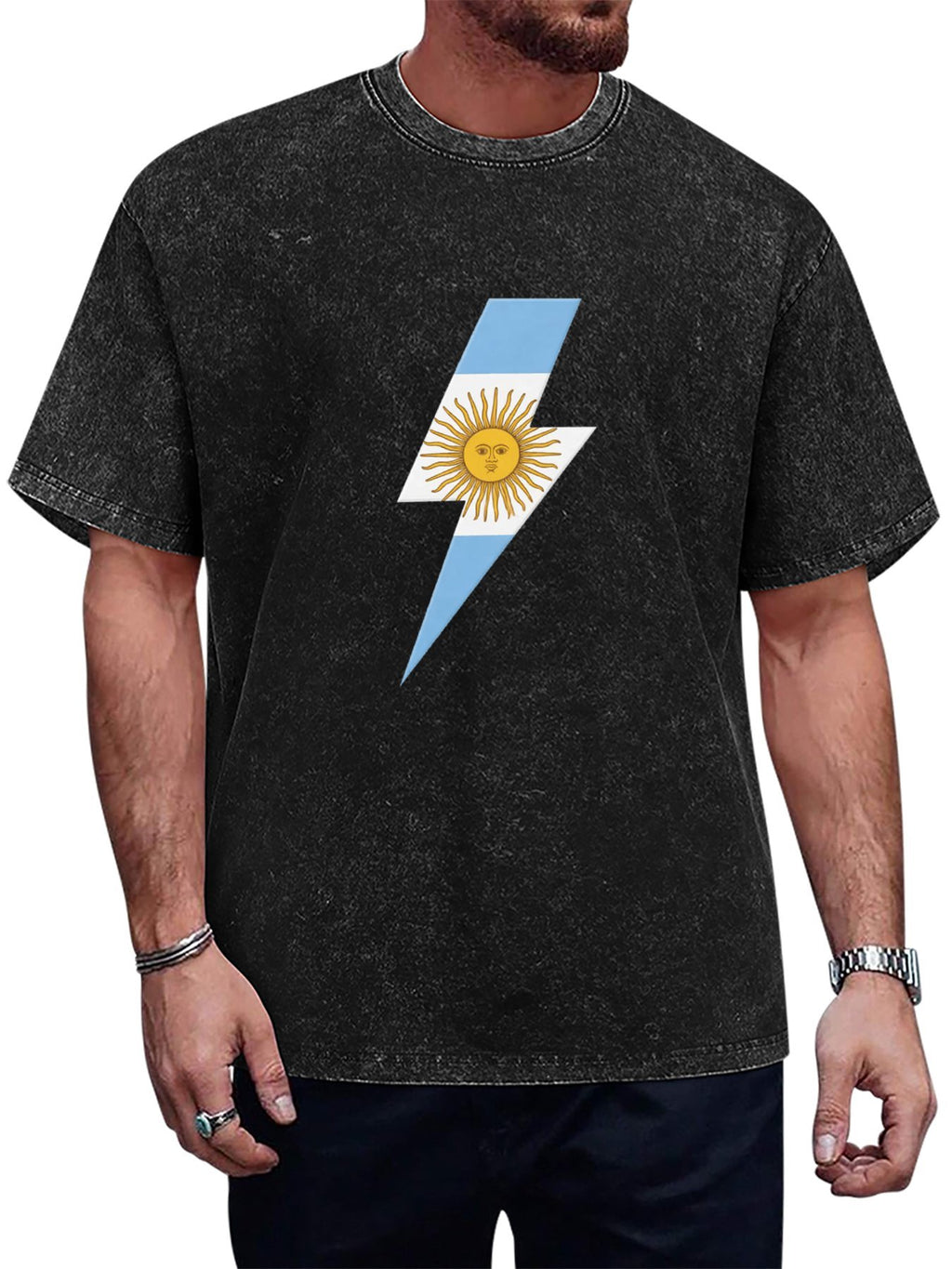 AC/DC Argentina Flag Lightning Bolt Graphic T-Shirt