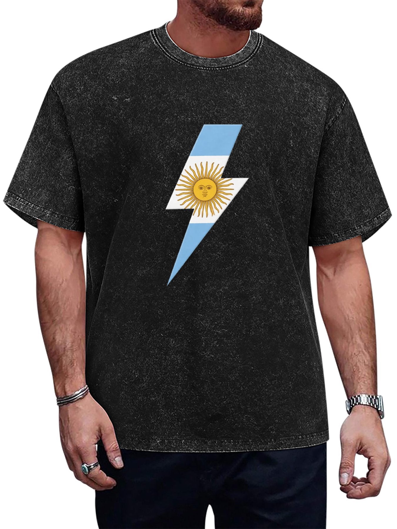 AC/DC Argentina Flag Lightning Bolt Graphic T-Shirt