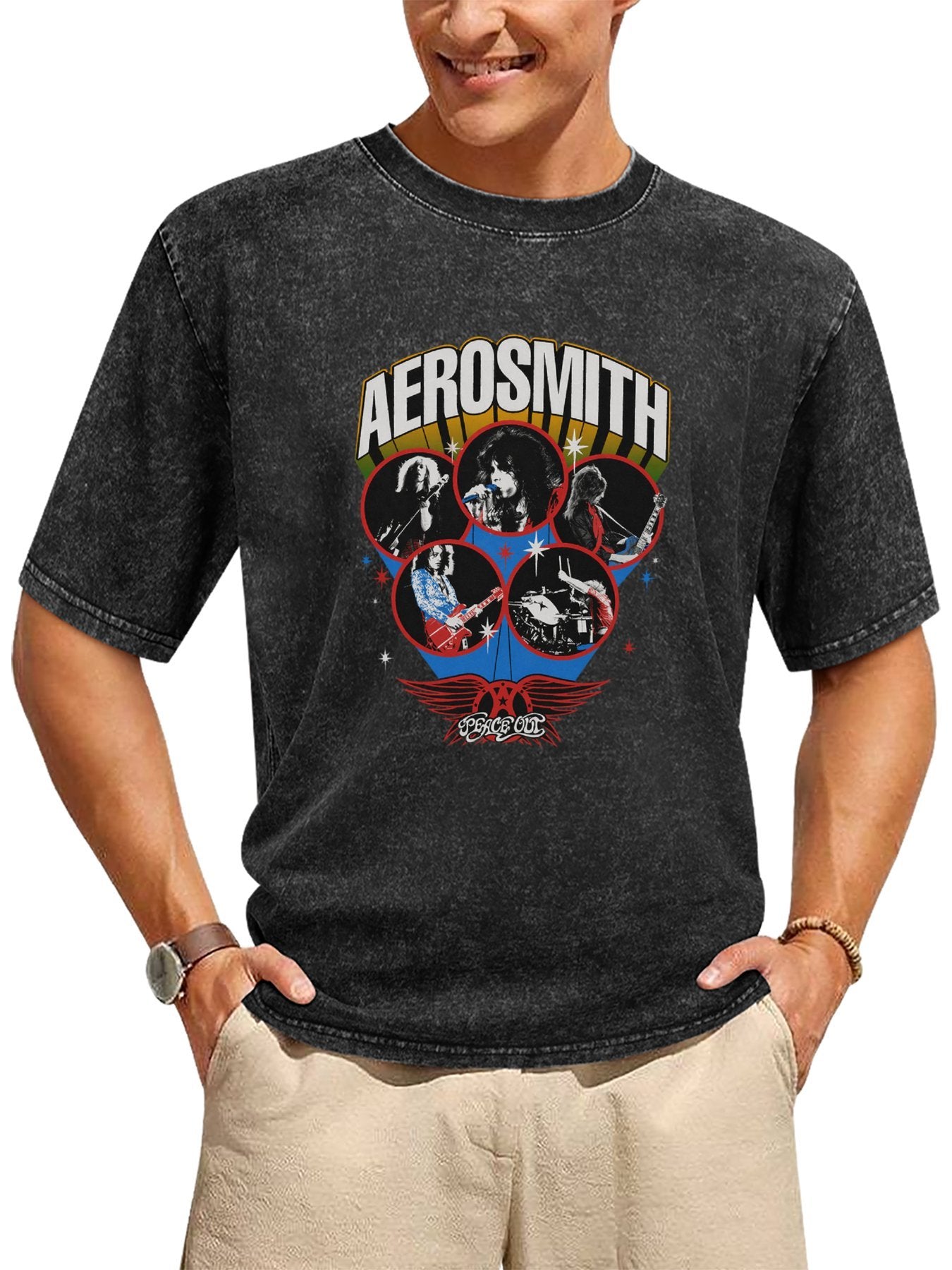 Aerosmith Peace Out Band Collage Graphic T-Shirt Secondary image