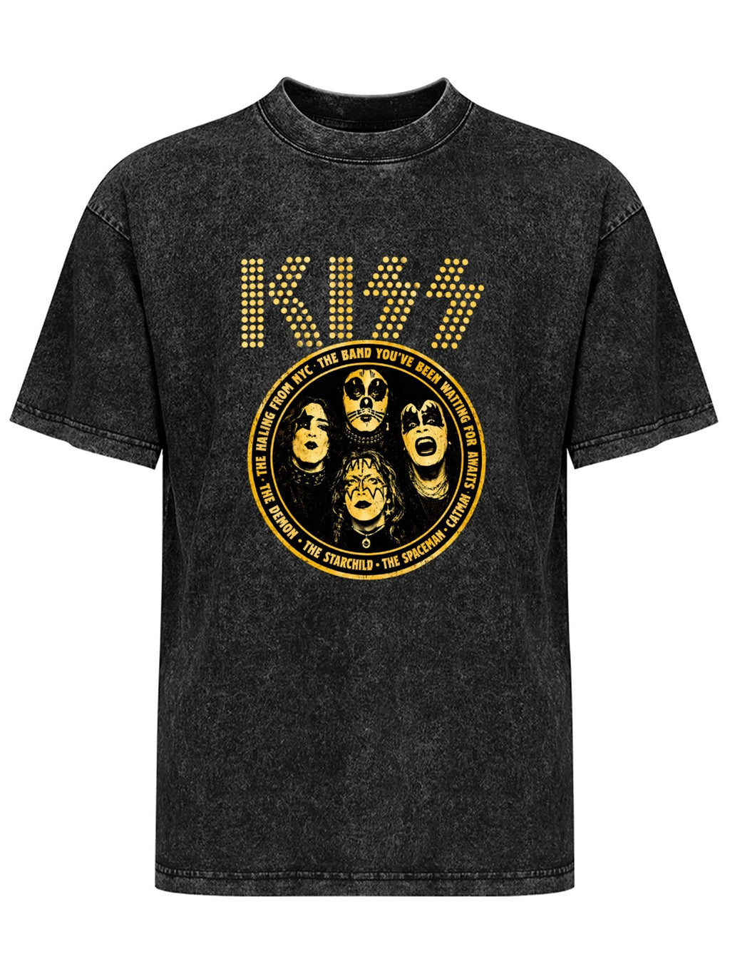 KISS Gold Spotlight Band Portrait Graphic T-Shirt