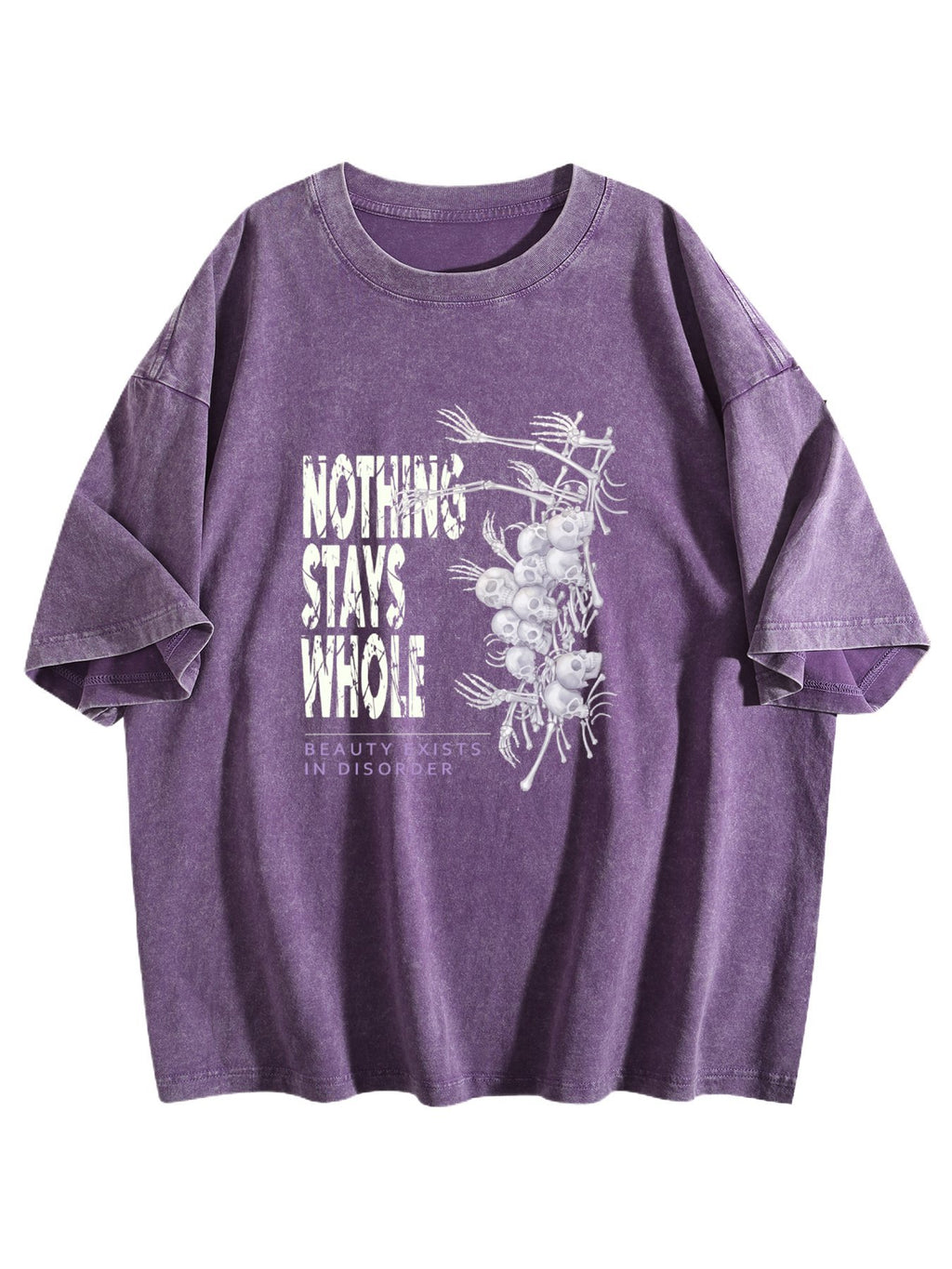 Nothing Stays Whole Skeleton Graphic Washed T-Shirt