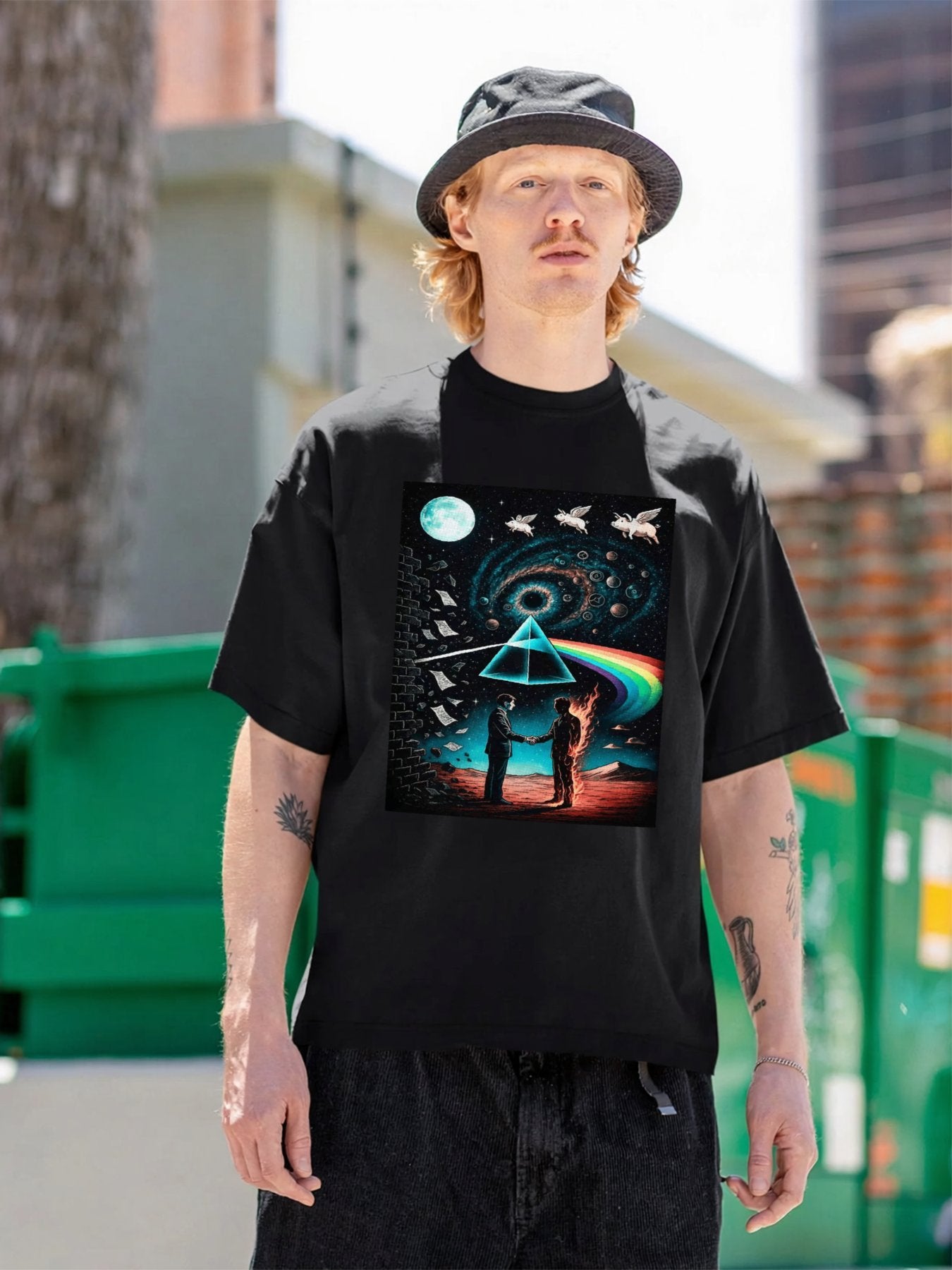 Pink Floyd Prism Handshake Surreal Rock T-Shirt