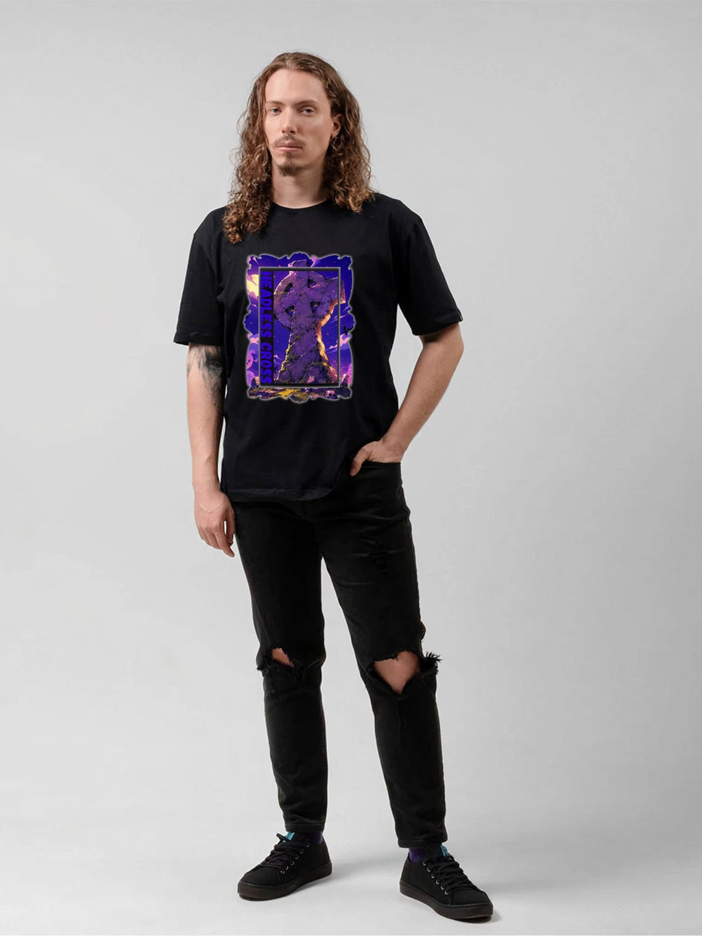 Black Sabbath Headless Cross Purple Stone Graphic T-Shirt