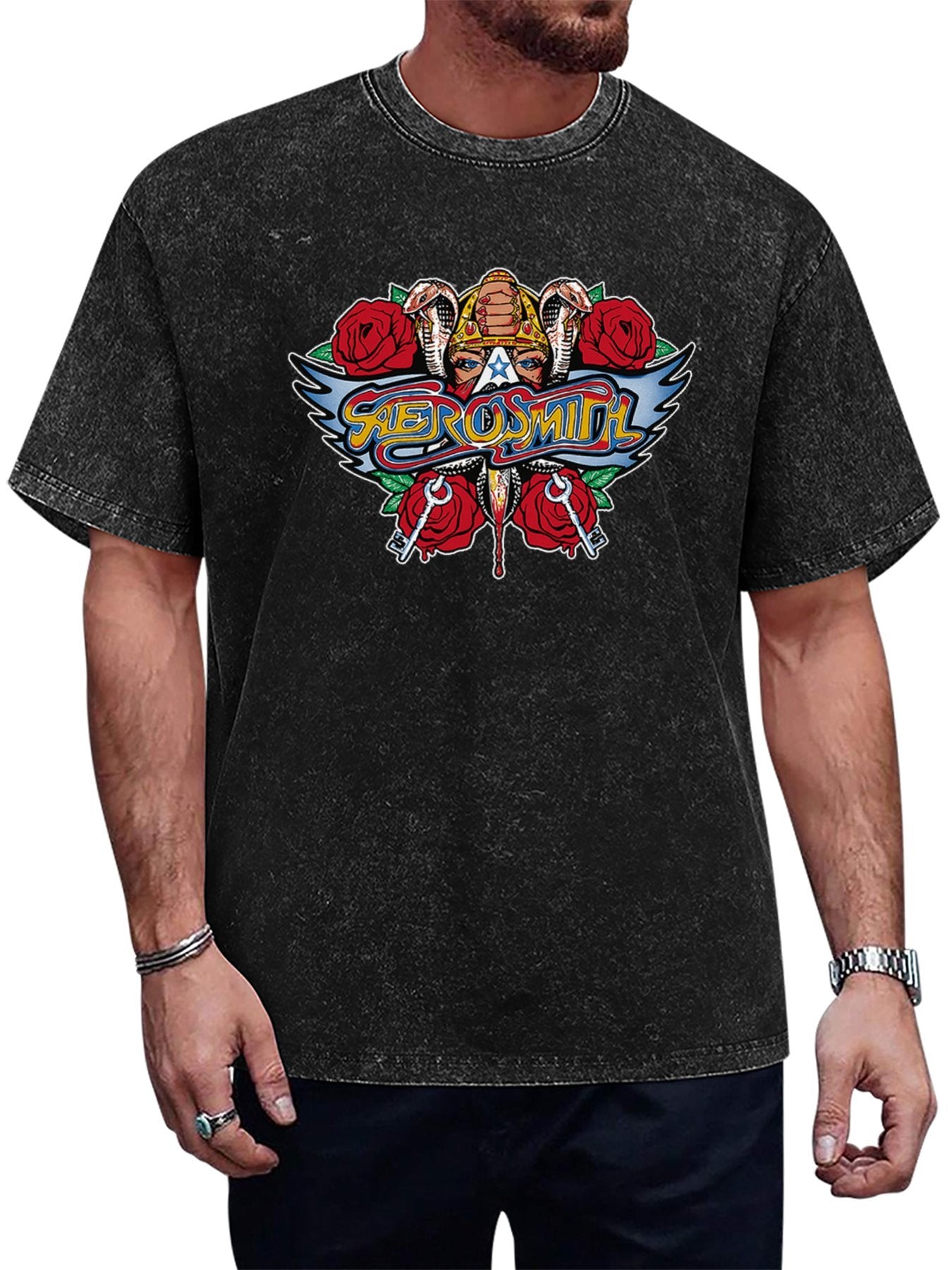 Aerosmith Winged Logo Roses and Cobras Graphic T-Shirt Main image