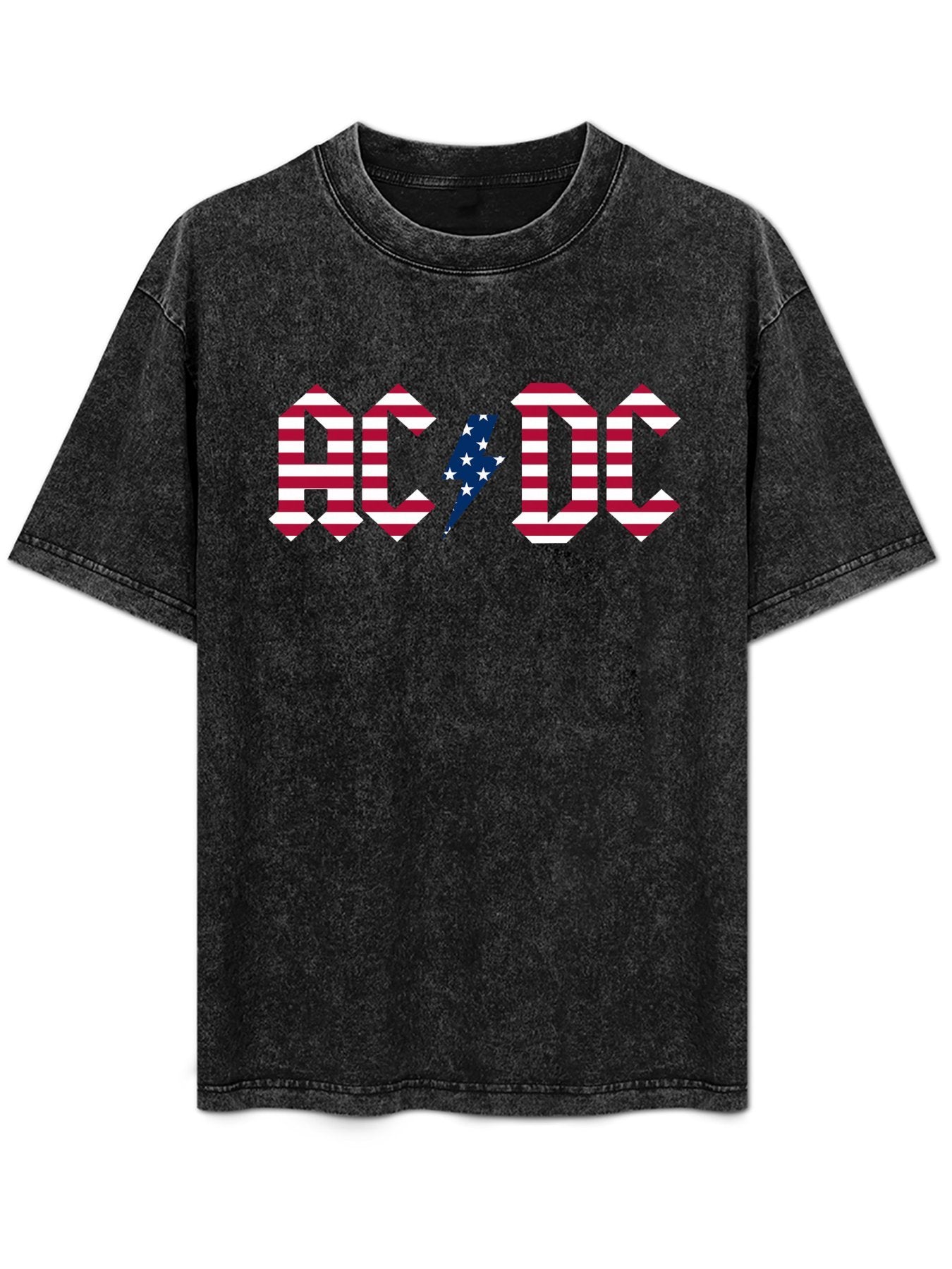 Vintage Washed AC/DC American Flag Graphic T-Shirt