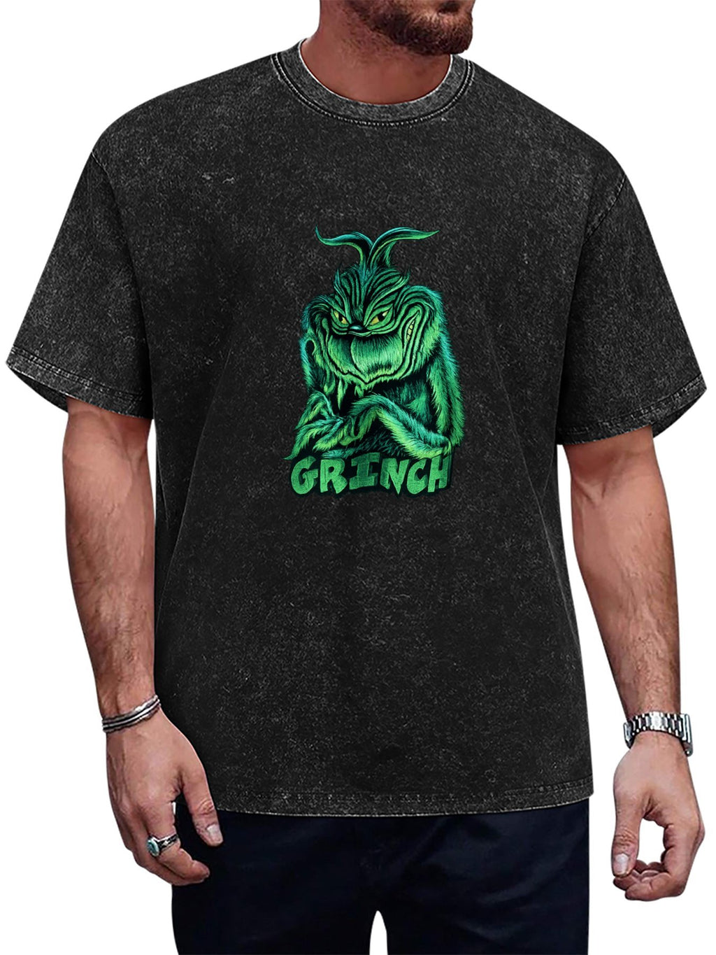 Grinch Character Graphic Washed T-Shirt
