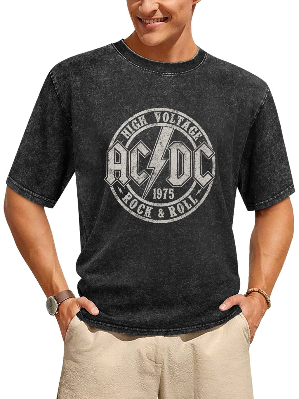 AC/DC High Voltage 1975 Rock & Roll Graphic T-Shirt