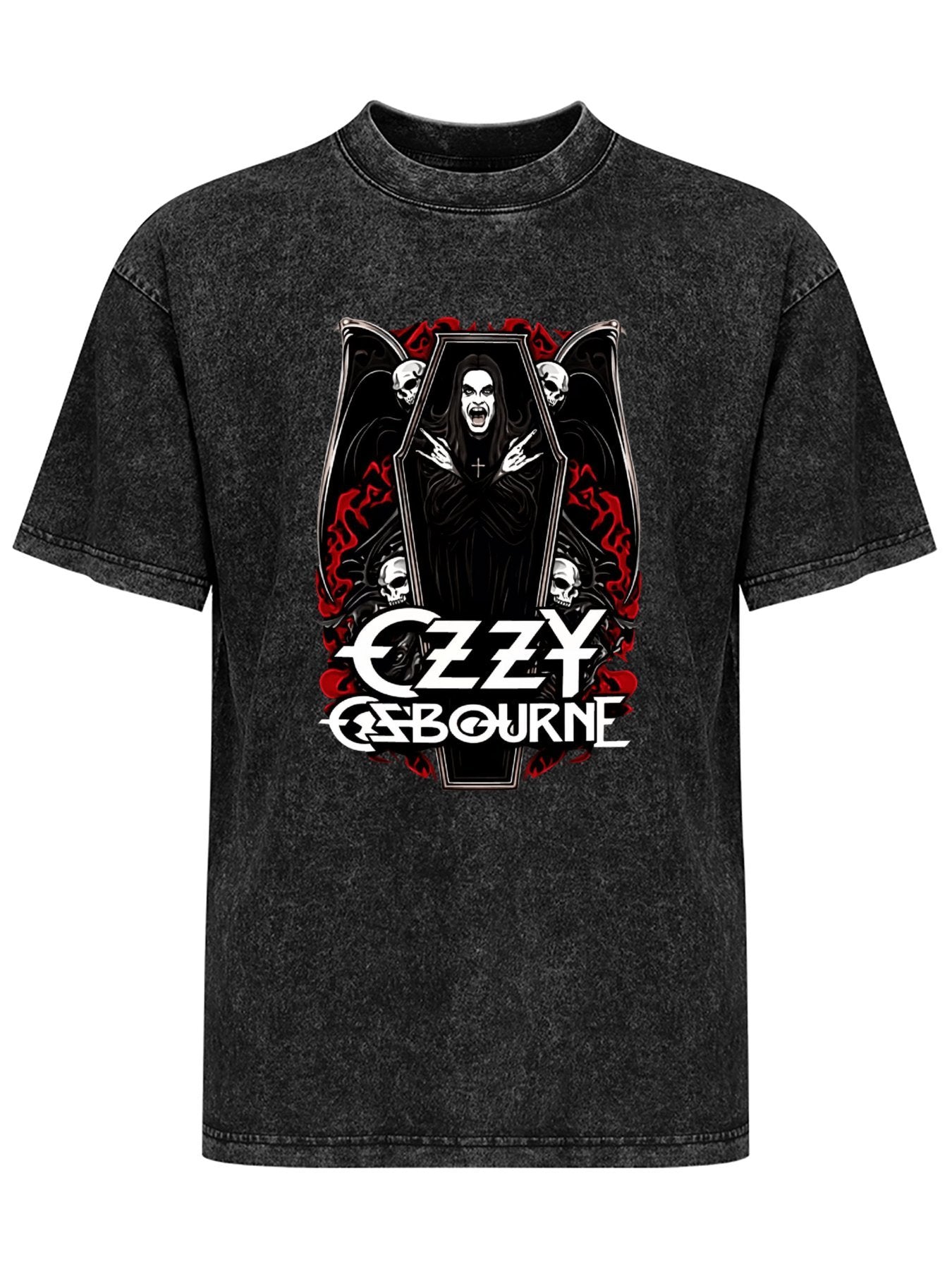 Vintage Washed Ozzy Osbourne Coffin Graphic T-Shirt