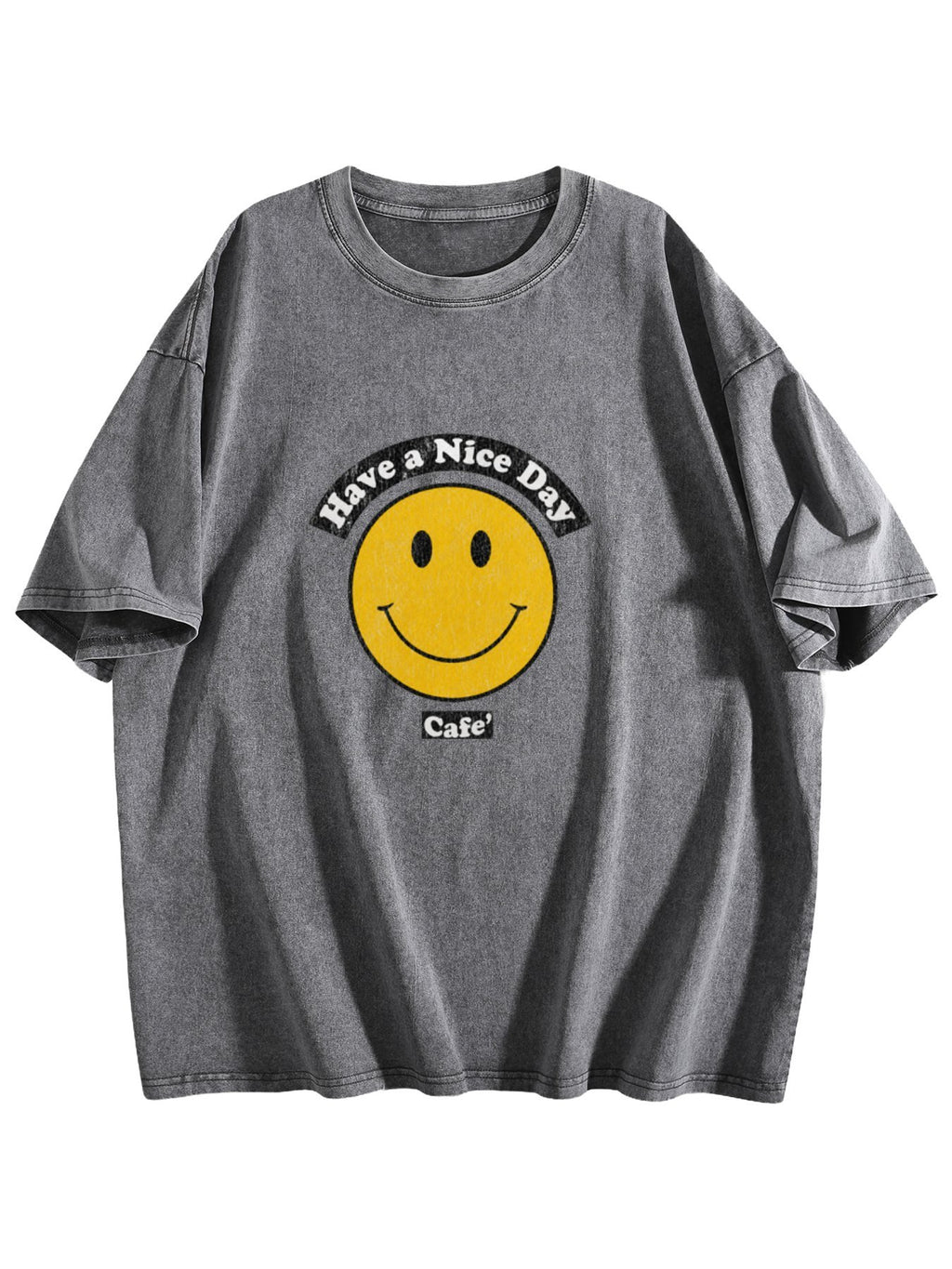 Have a Nice Day Smiley Graphic Washed T-Shirt