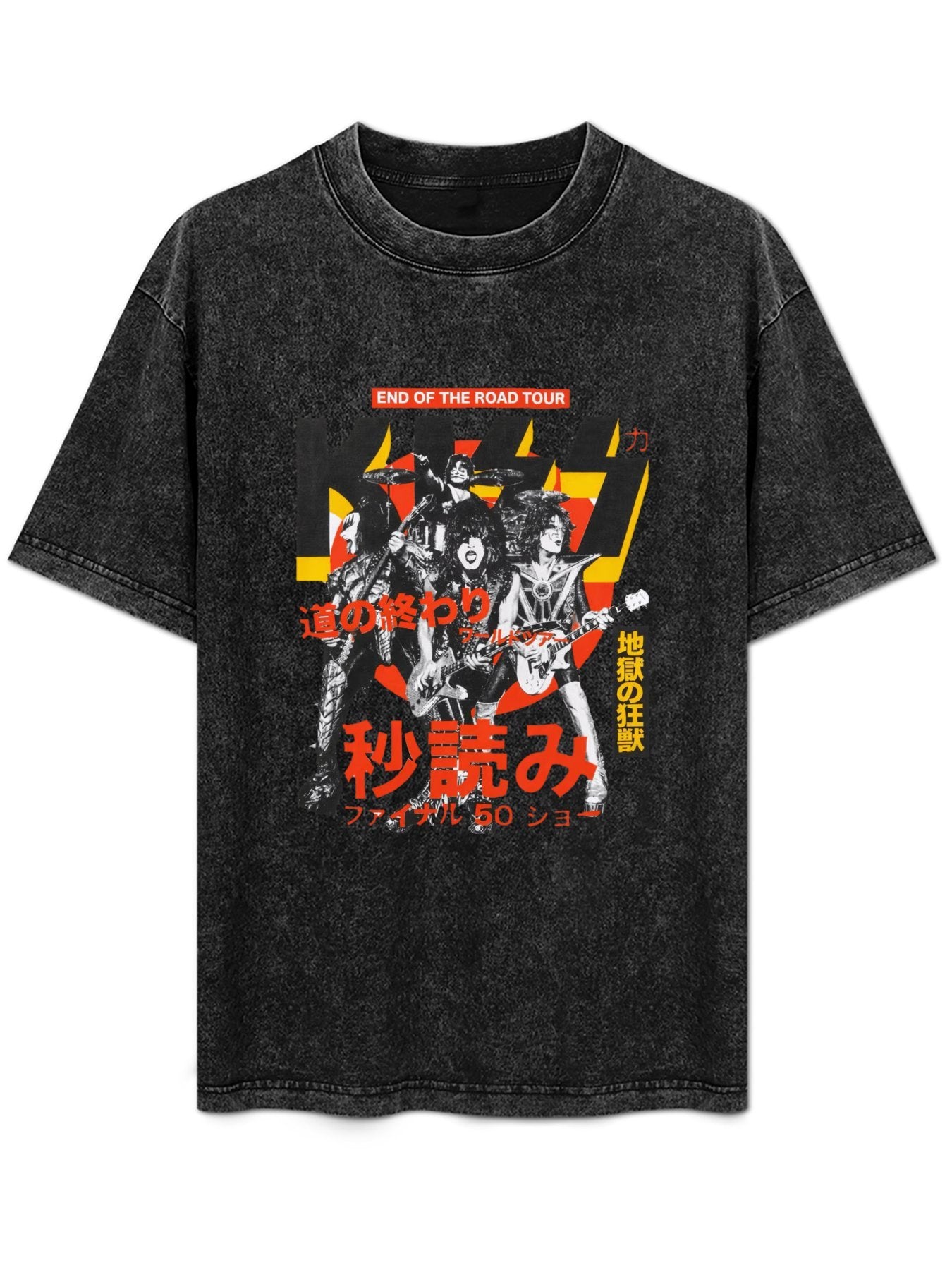 Vintage Washed KISS End of the Road Tour Japanese Poster Graphic T-Shirt