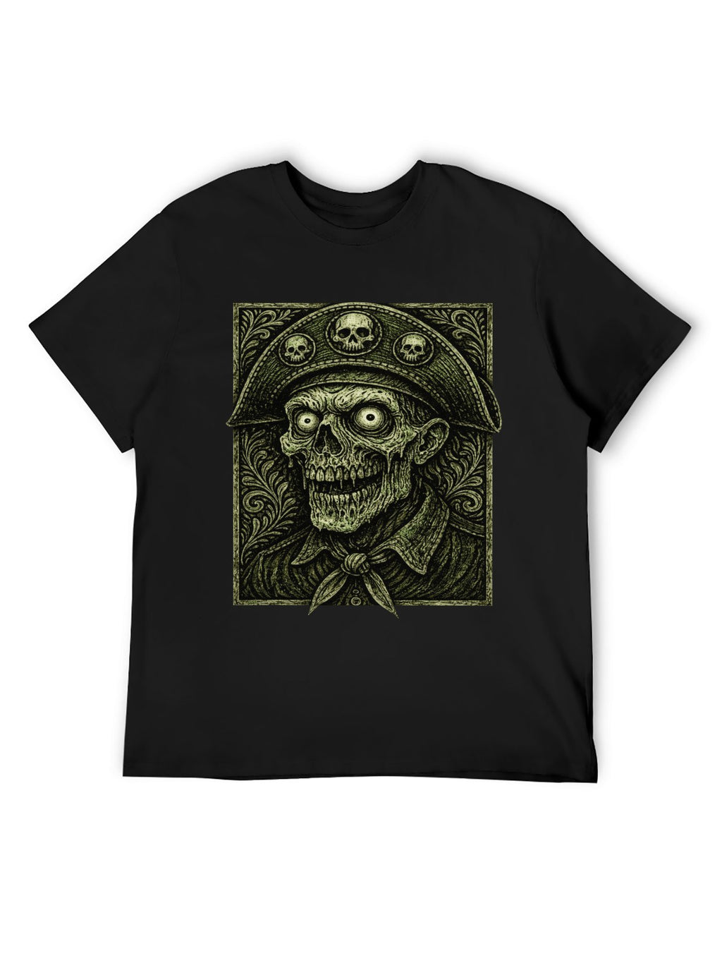 Vintage Pirate Skeleton Horror Graphic T-Shirt