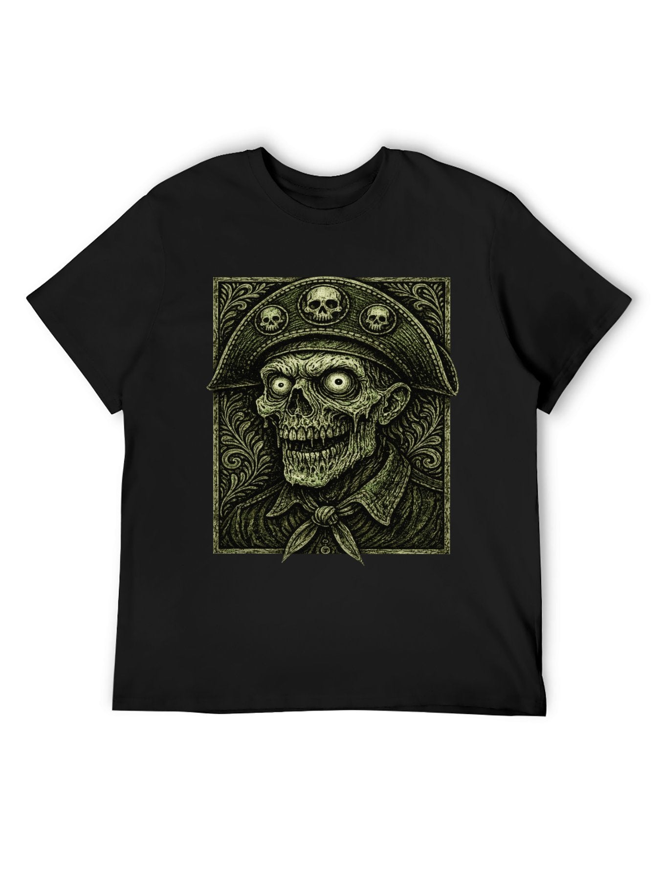 Vintage Pirate Skeleton Horror Graphic T-Shirt