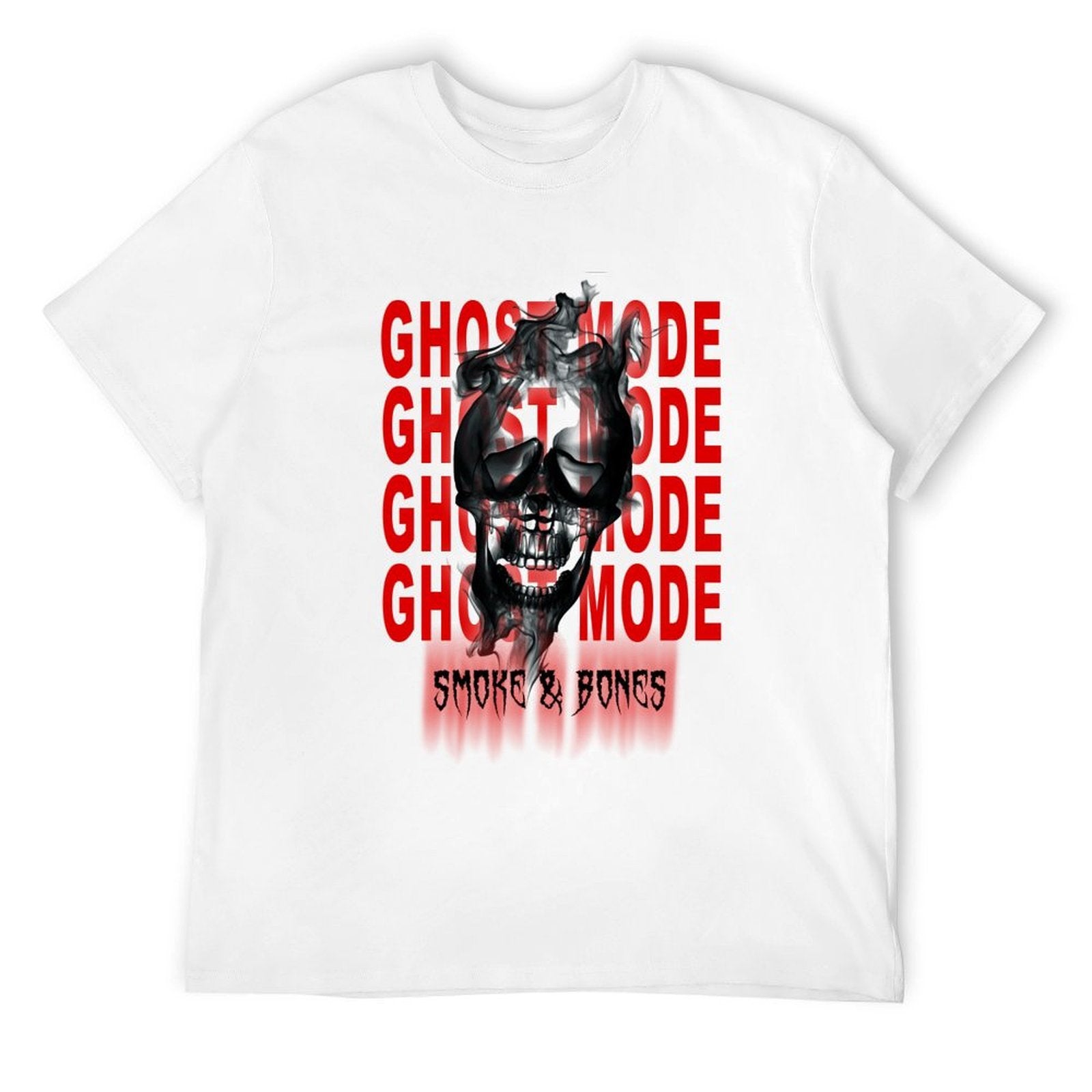 Ghost Mode Smoke and Bones Graphic White T-Shirt