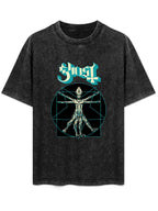 Vintage Washed Ghost Mechanical Figure Graphic T-Shirt