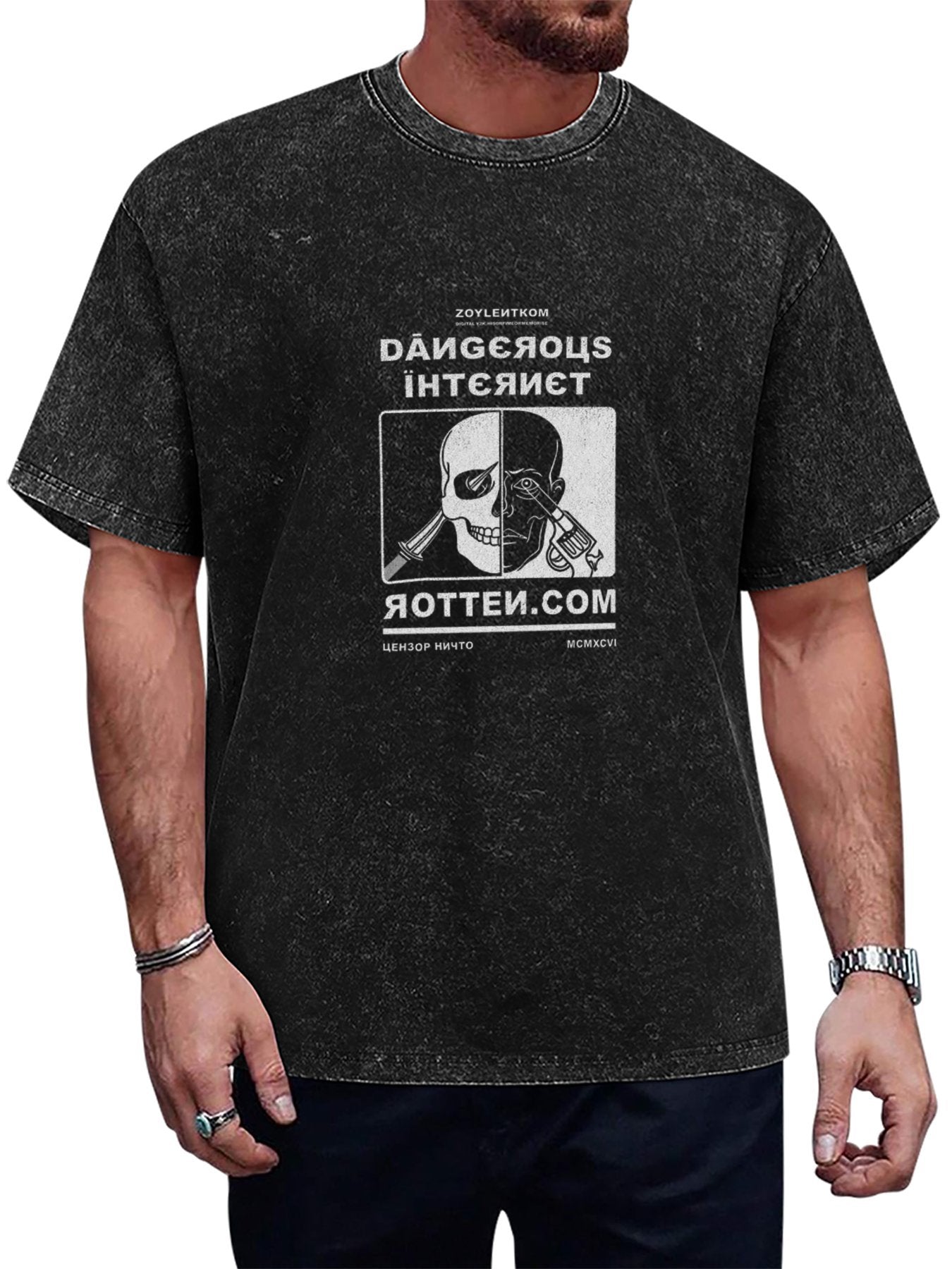 Dangerous Internet Graphic Washed T-Shirt
