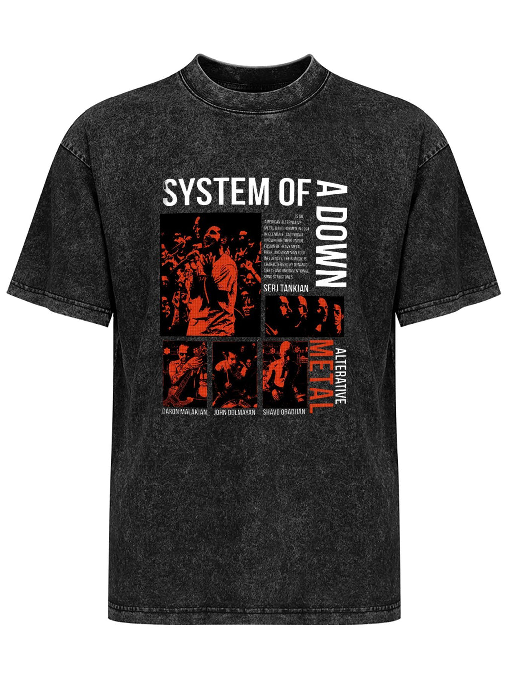 Vintage Washed System of a Down Band Collage Graphic T-Shirt