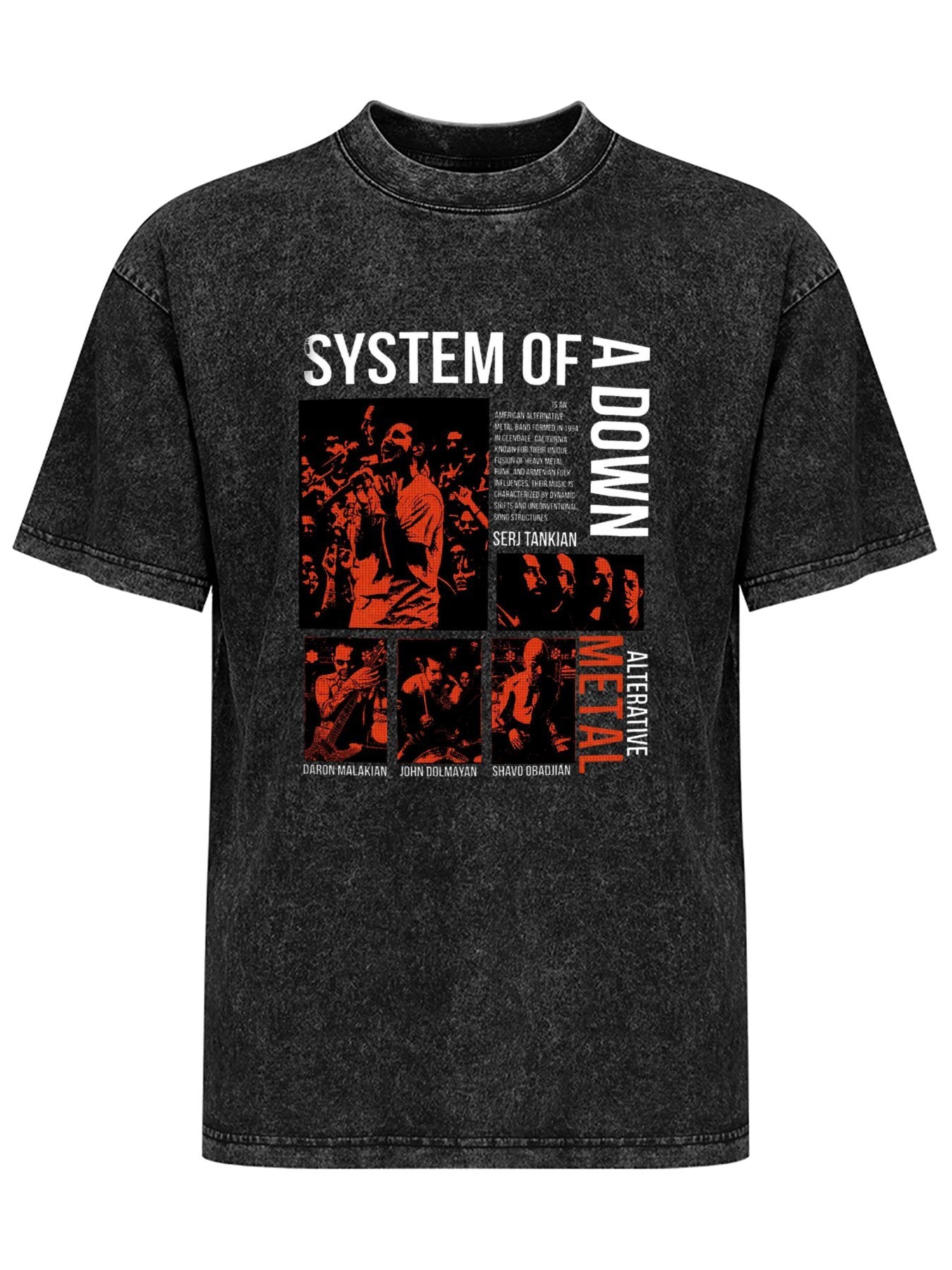 Vintage Washed System of a Down Band Collage Graphic T-Shirt