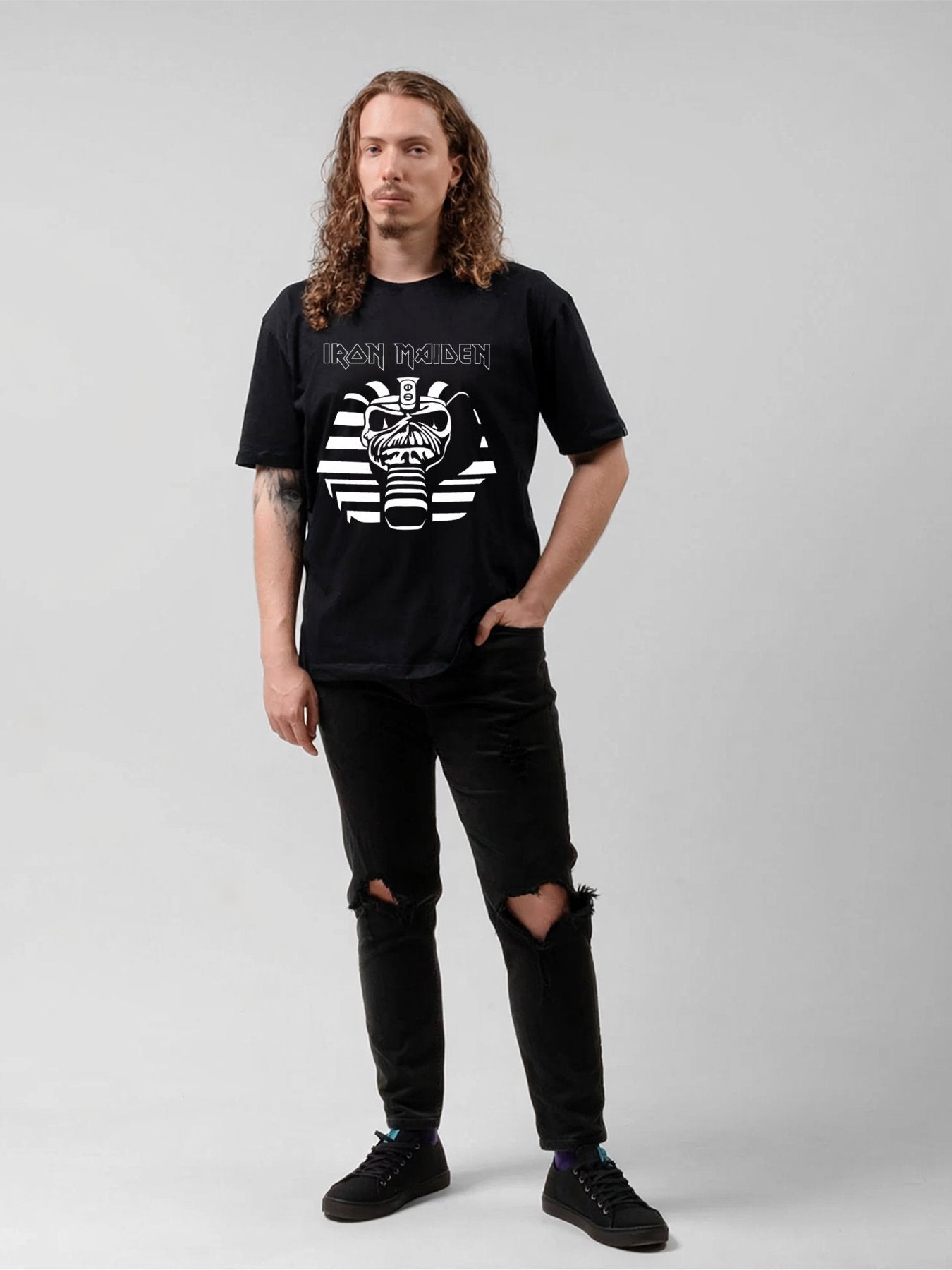 Iron Maiden Pharaoh Skull Graphic T-Shirt