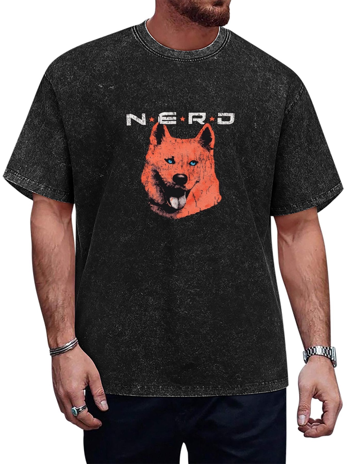 N.E.R.D Dog Graphic Washed T-Shirt