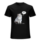 All I Think About Is Fish Cat Graphic Black T-Shirt