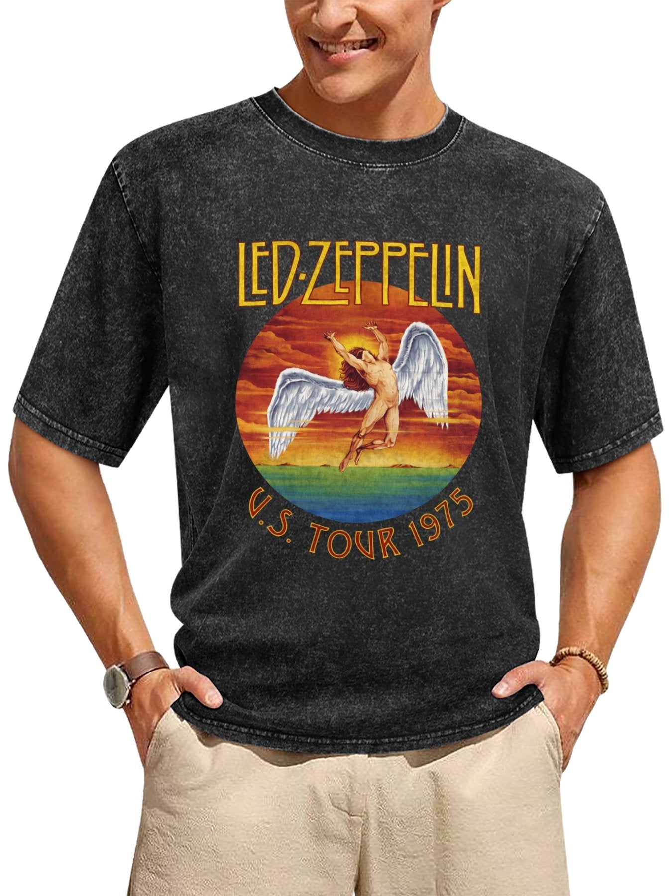 Led Zeppelin U.S. Tour 1975 Winged Angel Graphic T-Shirt Secondary image