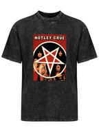 Vintage Washed Mötley Crüe Pentagram Band Portrait Graphic T-Shirt
