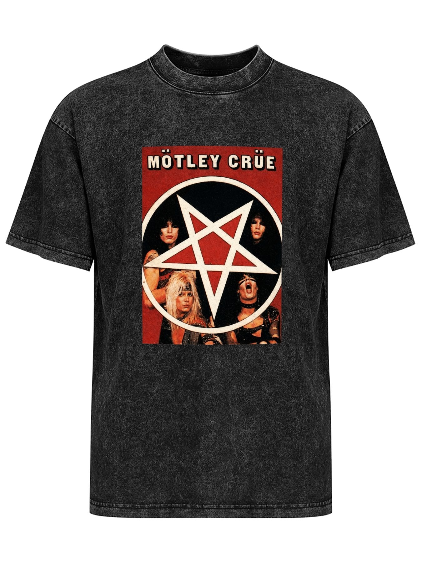 Vintage Washed Mötley Crüe Pentagram Band Portrait Graphic T-Shirt
