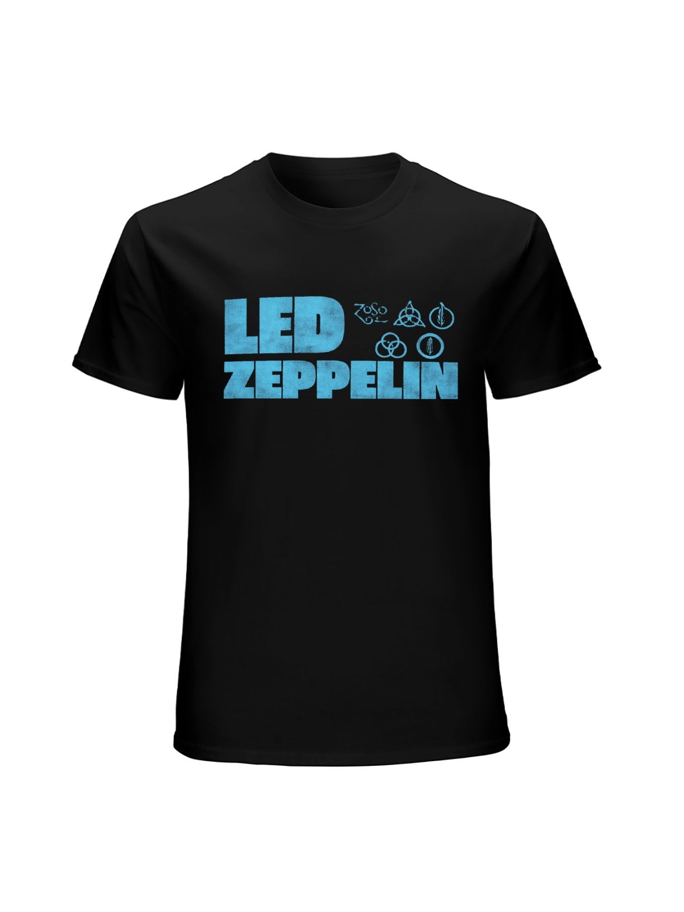Led Zeppelin Blue Logo Symbols Graphic T-Shirt