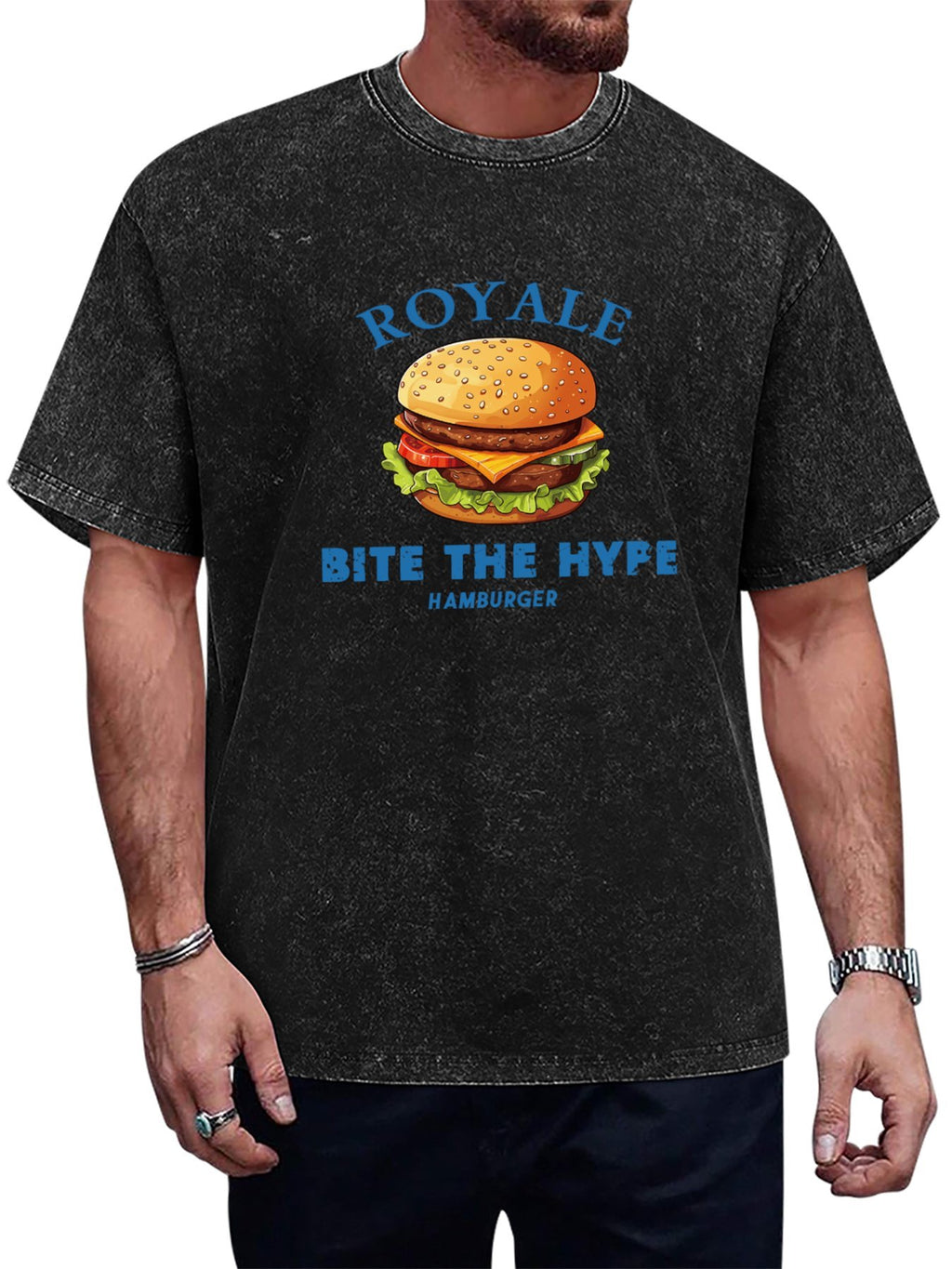 Royale Bite the Hype Hamburger Graphic Washed T-Shirt