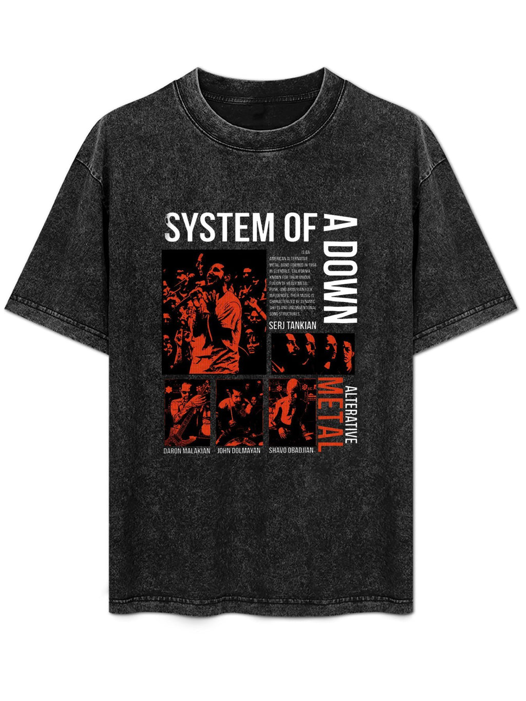 Vintage Washed System of a Down Band Collage Graphic T-Shirt