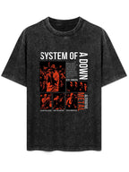 Vintage Washed System of a Down Band Collage Graphic T-Shirt