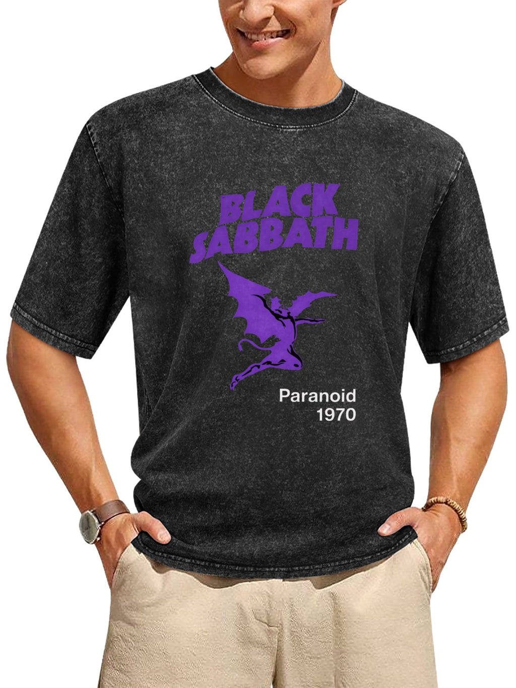 Vintage Washed Black Sabbath Paranoid 1970 Graphic T-Shirt